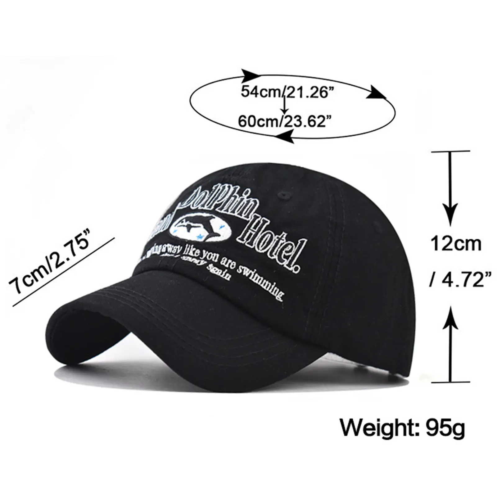 1pc Cotton Little Dolphin Baseball Cap Fashion Simple Versatile Dad Hats Adjustable Trendy Sunscreen And Shading Hat Unisex