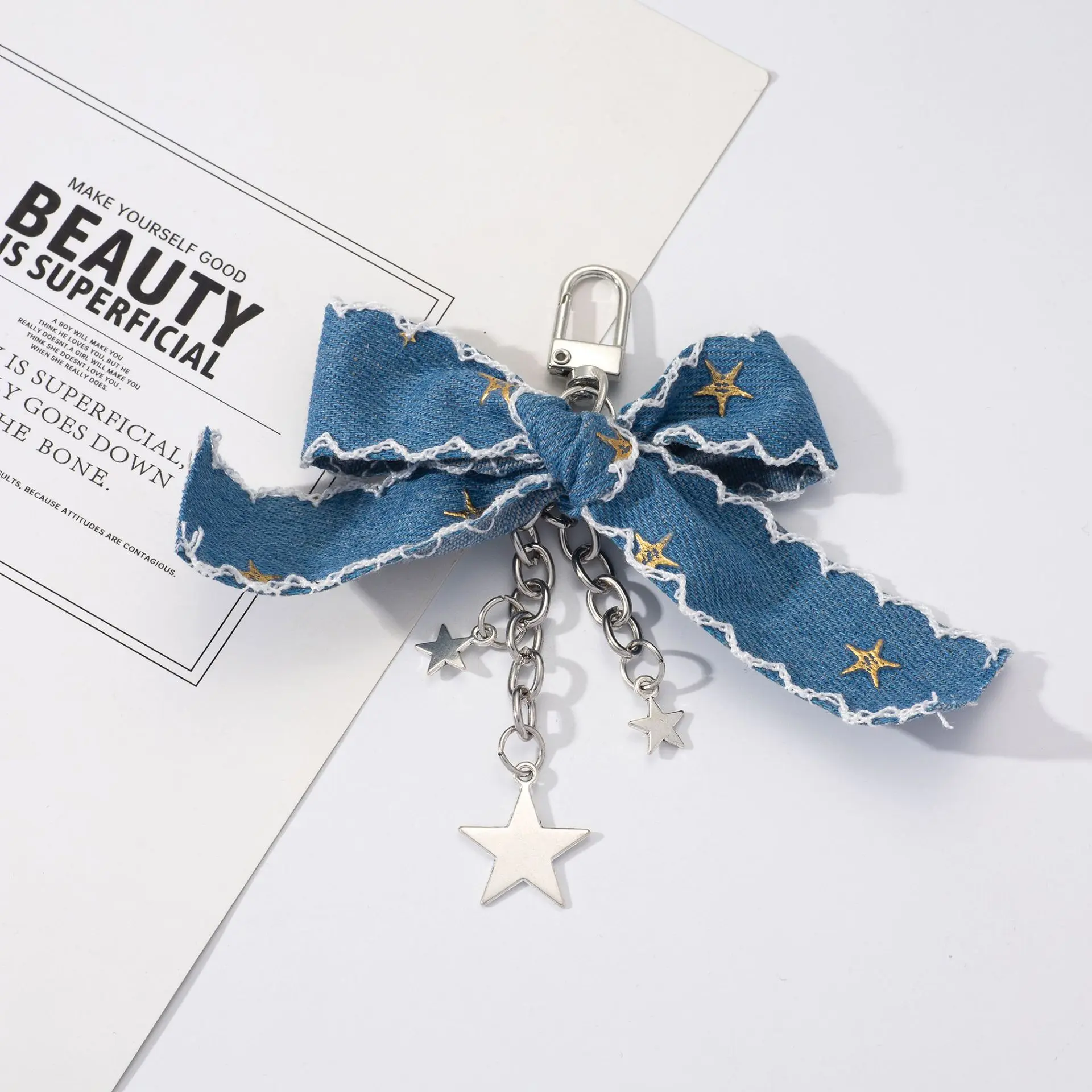 Blue South Ins Key Chain Retro Cowboy Star Tassel Pendant DIY Bag Chain Adjustment Extended Bag Phone Pendant Accessories Gifts