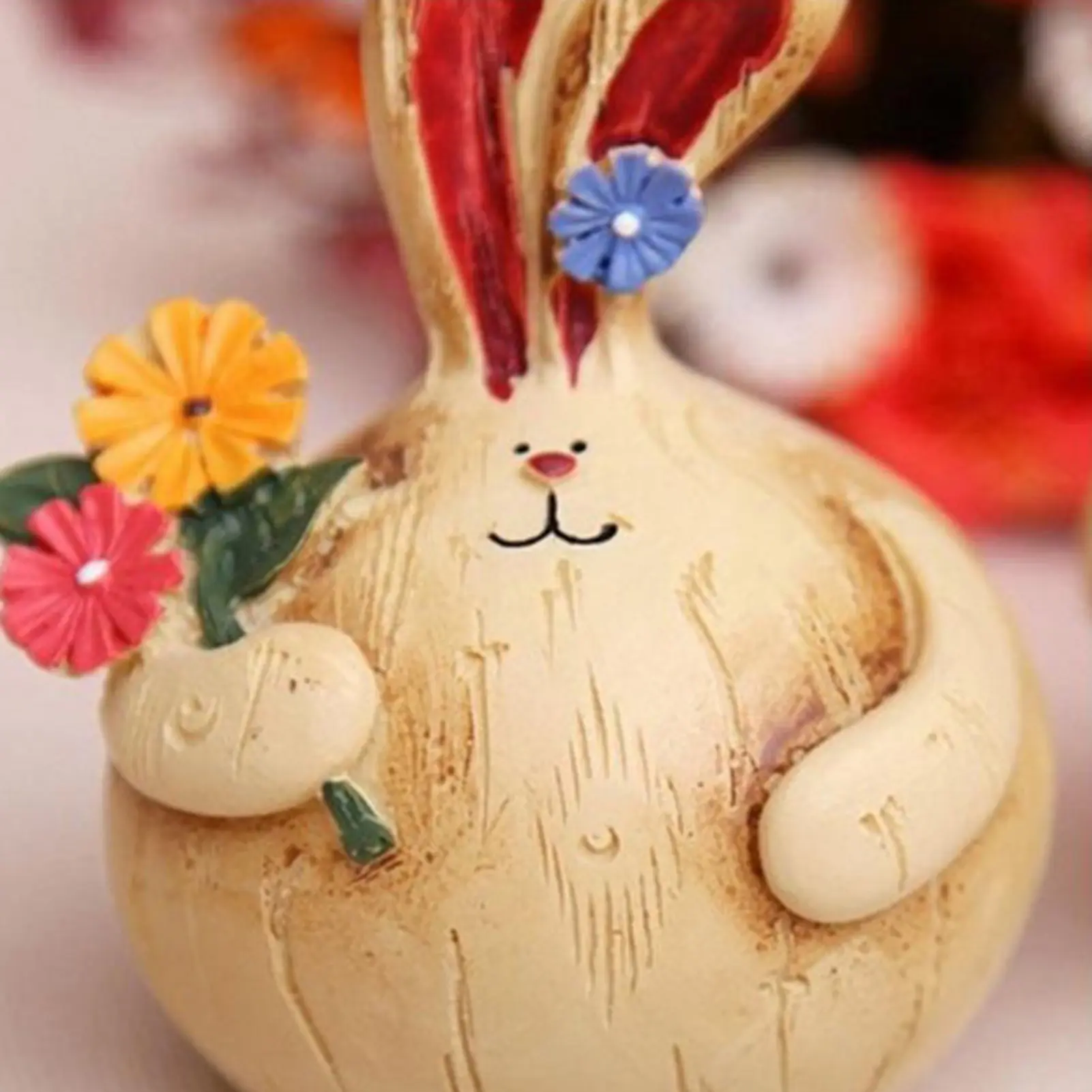 Wood-like Resin Ornaments Retro Rabbit Craft Statue A Pair Of Cute Rabbit Ornaments Crafts Statue A Pair Of Home Decorations