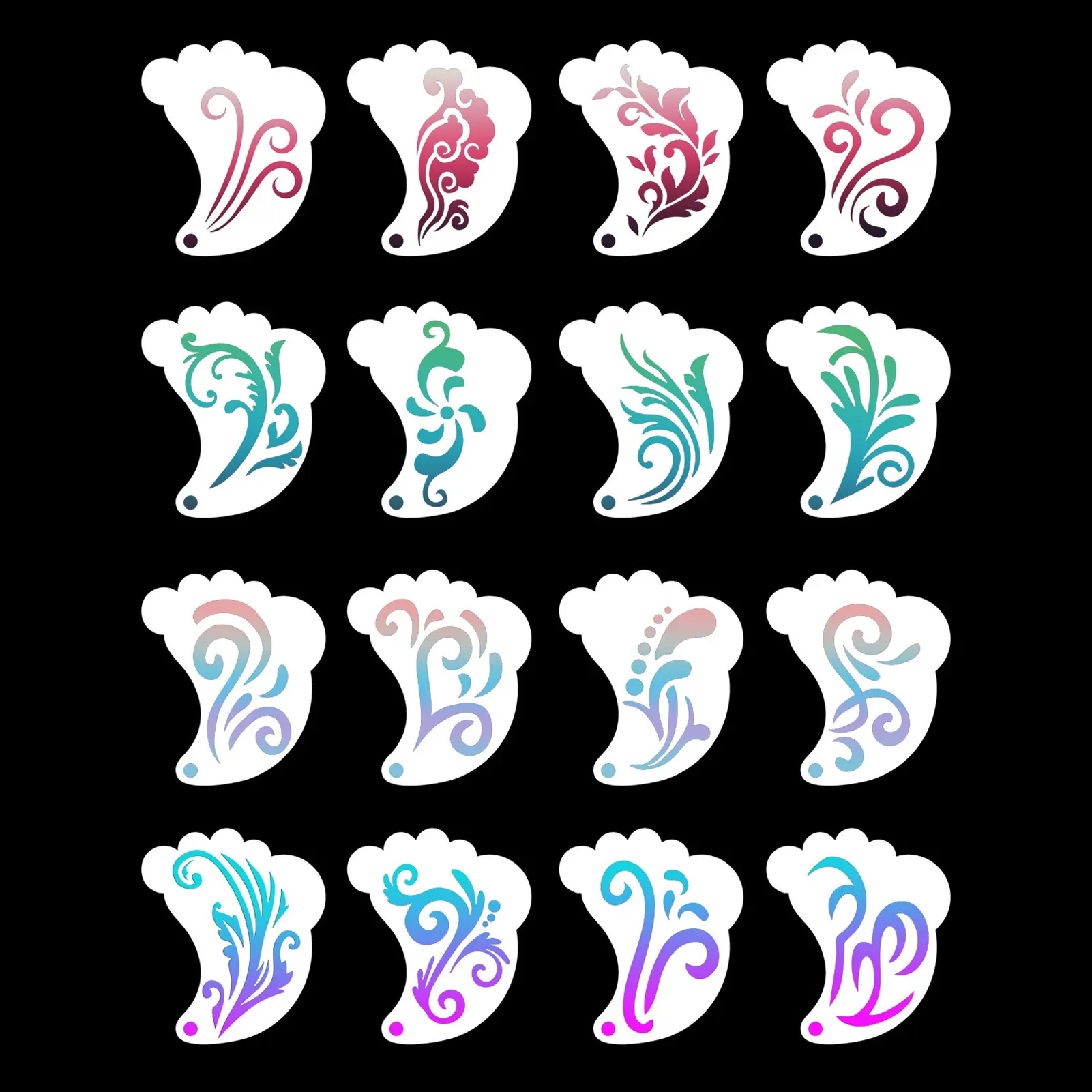 Reusable Face Paint Templates Hollowed Multiple Pattern Body Art Paint Stencils Easy Use Hand Painting DIY Makeup Tools Adults