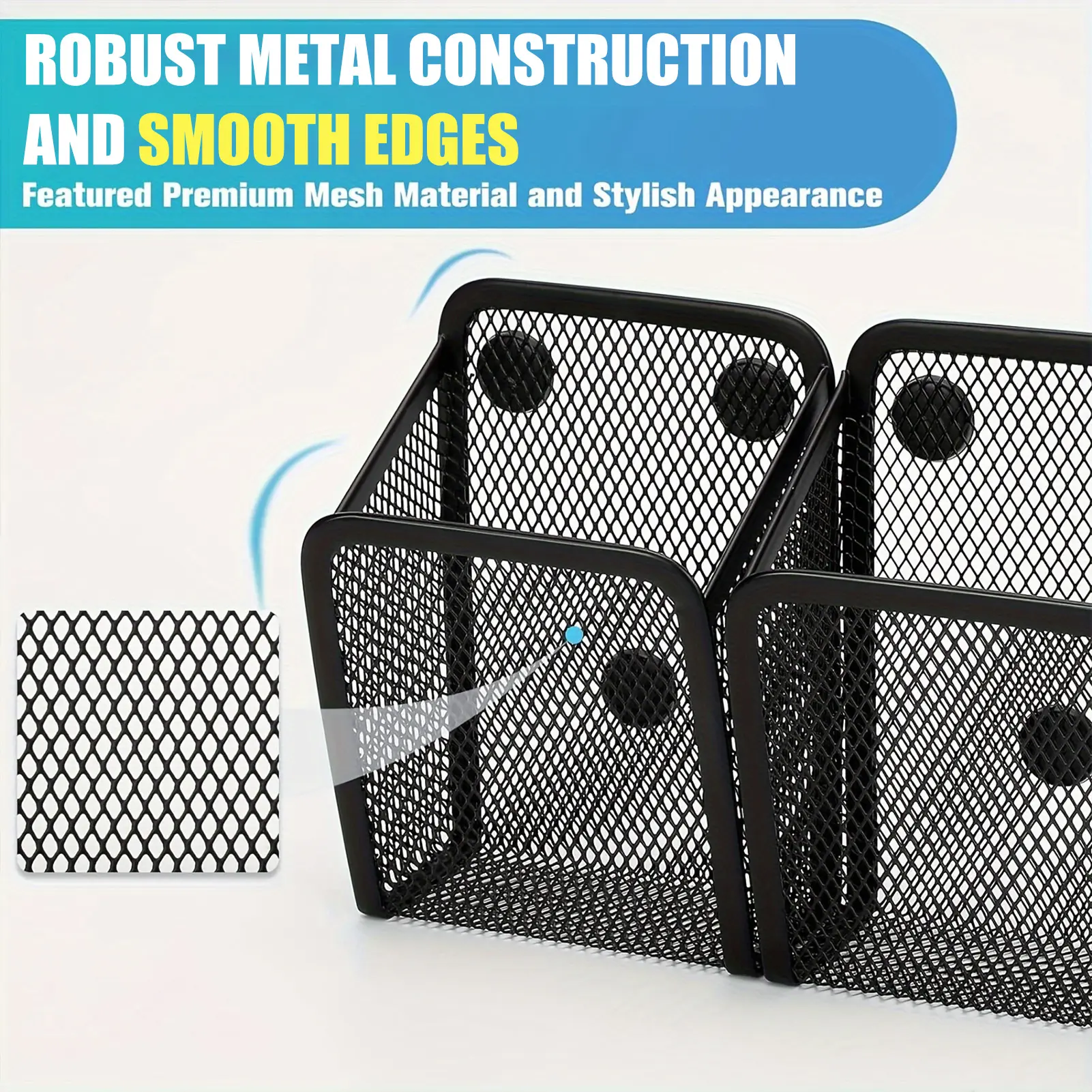 1/2pcs Strong Magnetic Storage Basket Desktop Pen Holder Refrigerator Lockers For Desktop File Manager Metal Mesh Stationery