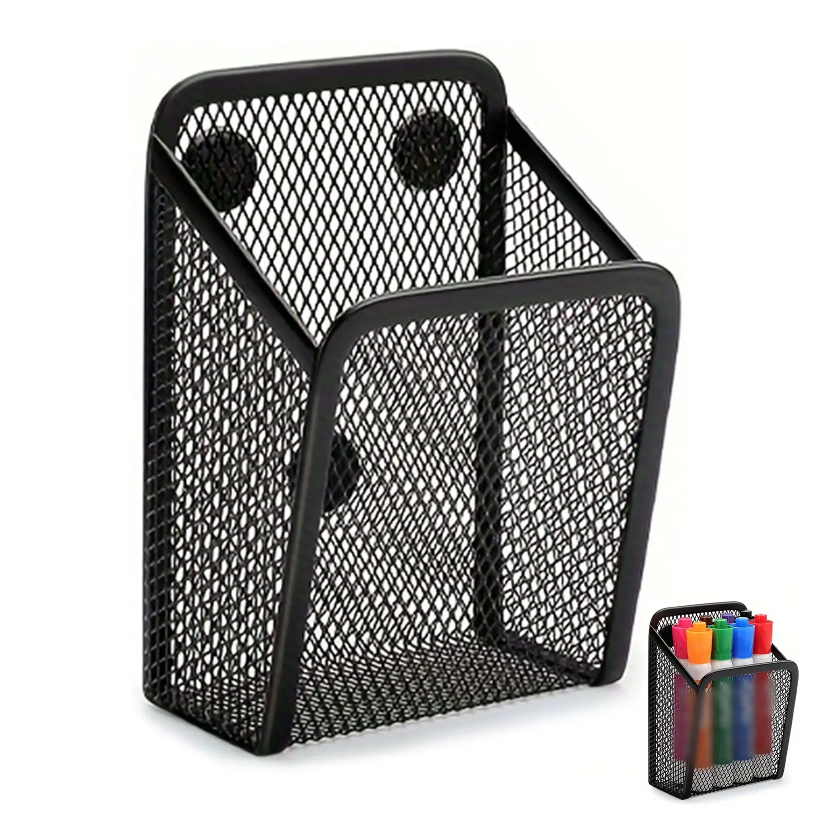 1/2pcs Strong Magnetic Storage Basket Desktop Pen Holder Refrigerator Lockers For Desktop File Manager Metal Mesh Stationery