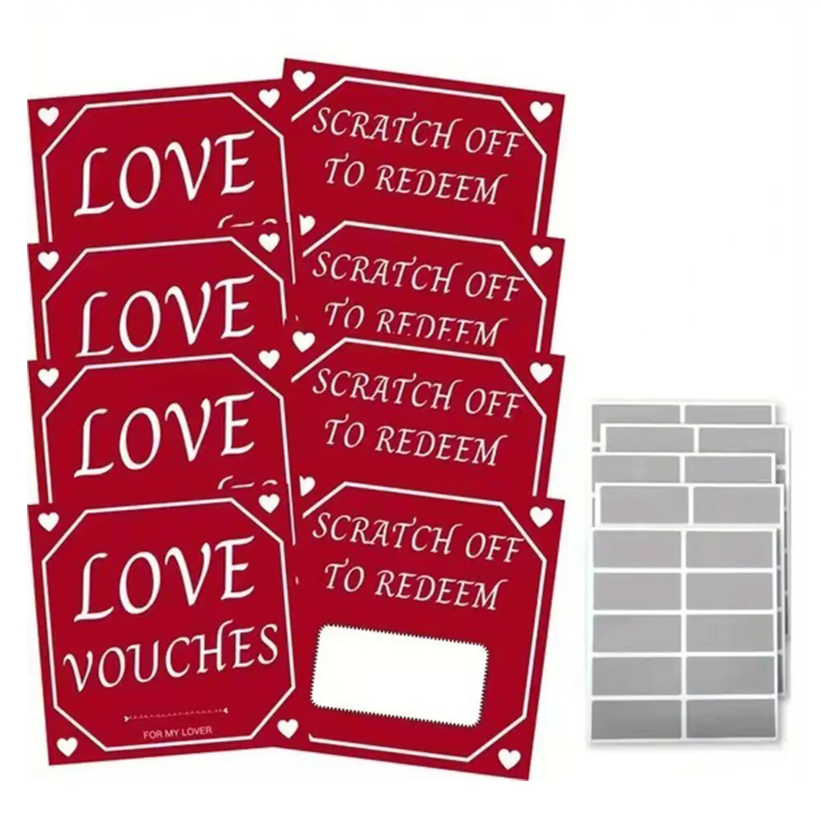10/20pcs Valentines Scratch Off Cards Custom Coupon DIY Surprise Gift 2025 Greeting Cards for Anniversary Birthday Wedding