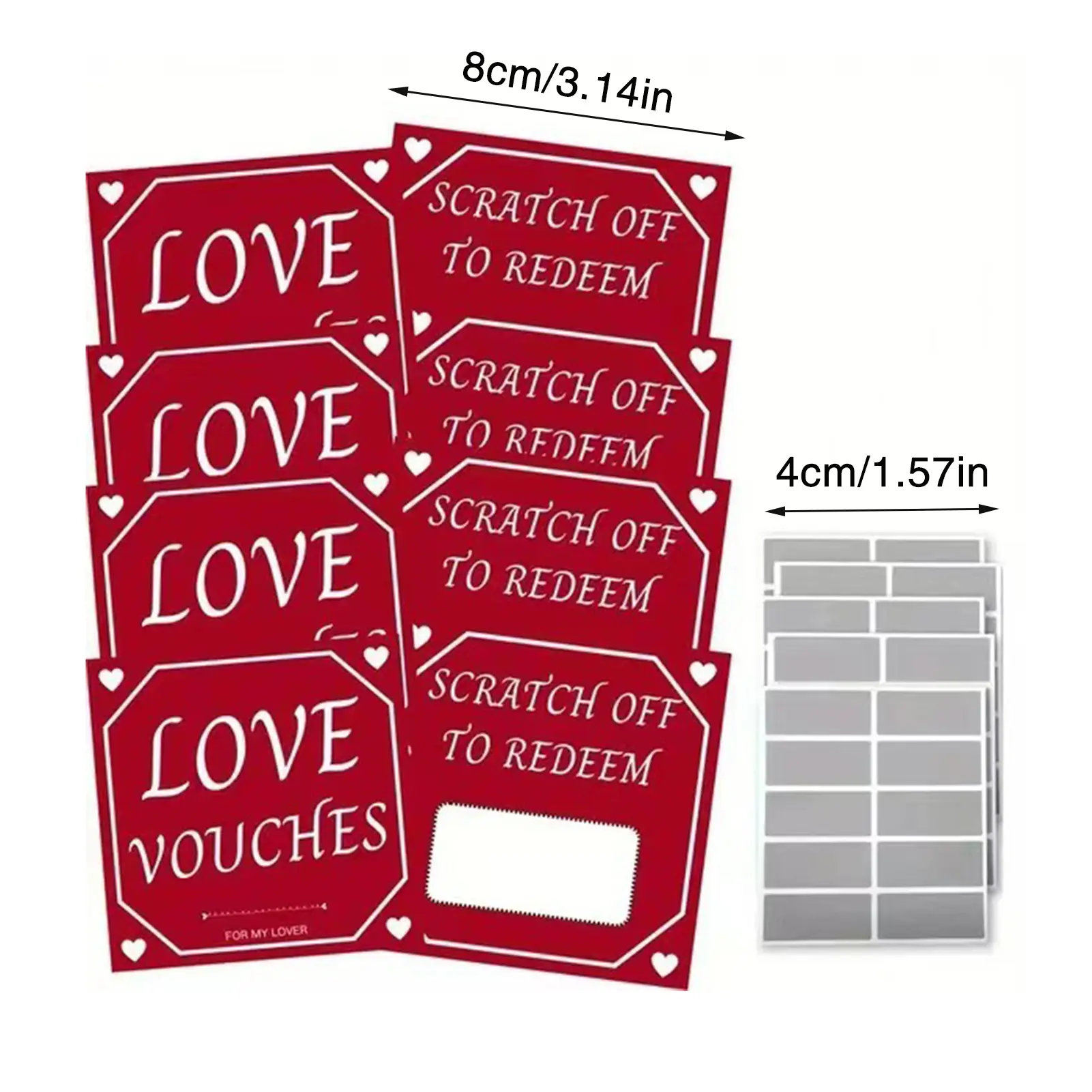 10/20pcs Valentines Scratch Off Cards Custom Coupon DIY Surprise Gift 2025 Greeting Cards for Anniversary Birthday Wedding