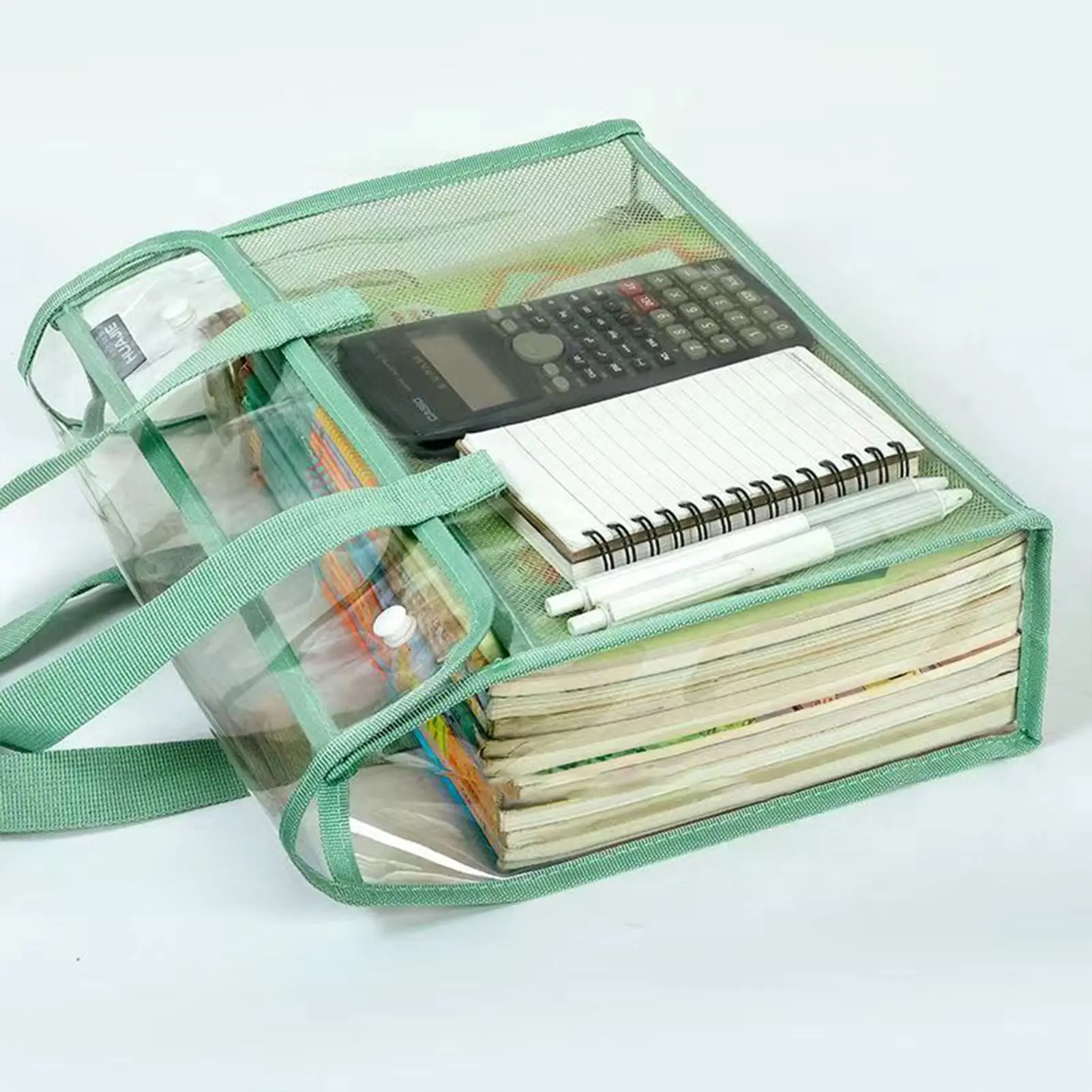 Large Capacity Portable Transparent Waterproof Hand-held Folder, Self-adhesive File Pocket Holds Tutorial Bag Office Supplies