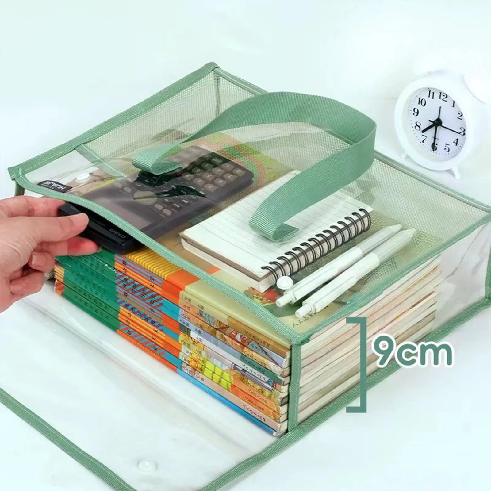 Large Capacity Portable Transparent Waterproof Hand-held Folder, Self-adhesive File Pocket Holds Tutorial Bag Office Supplies