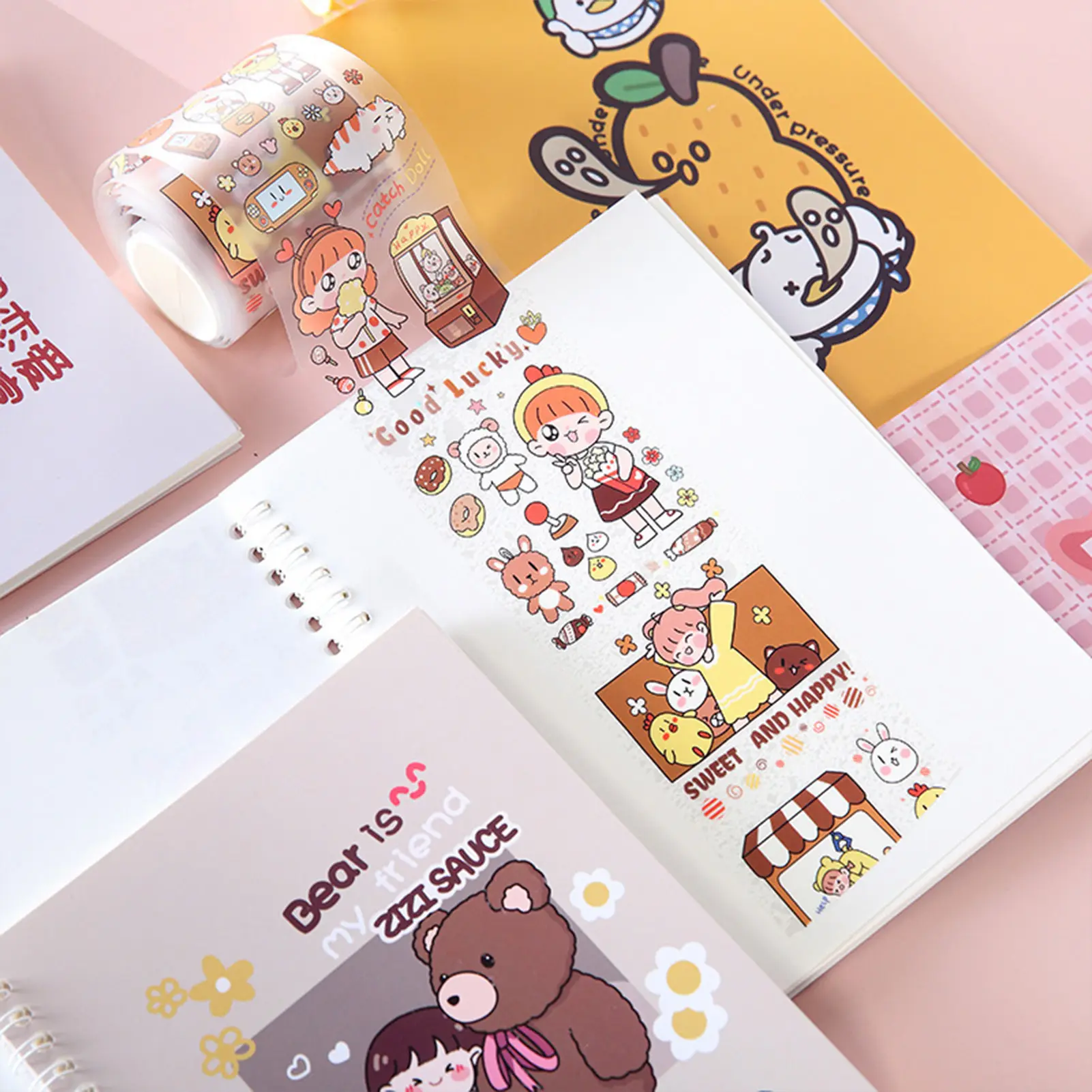 A5 Size Double-Sided Release Notebook Portable Sticker Collection Accessories 24 Sheets Cute Coil Washi Tape Collecting Book