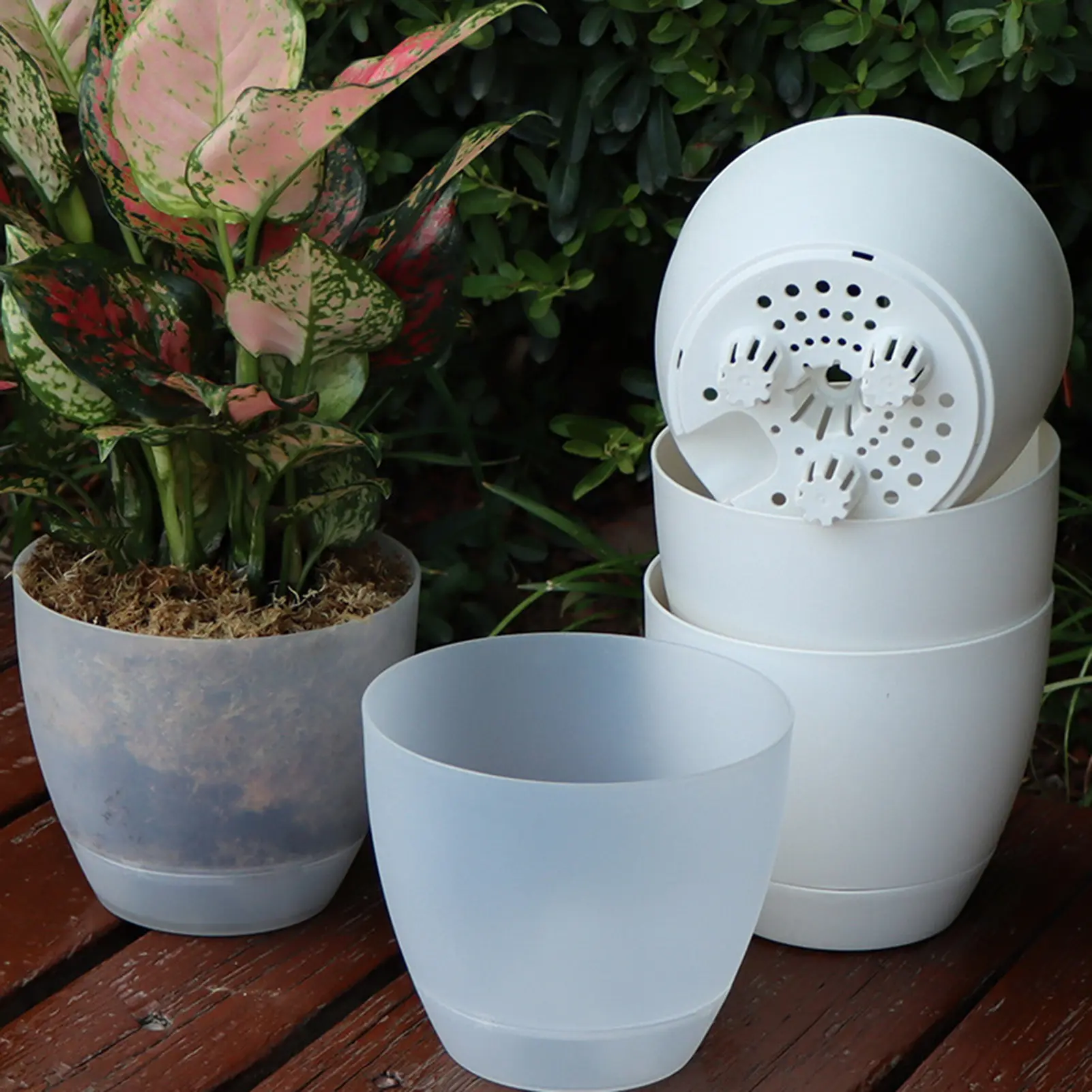 Scrubbed Bonsai Self-absorption Flowerpot Balcony Plant Pots Home Decoration Products Large-capacity Plant Growth Cultivation