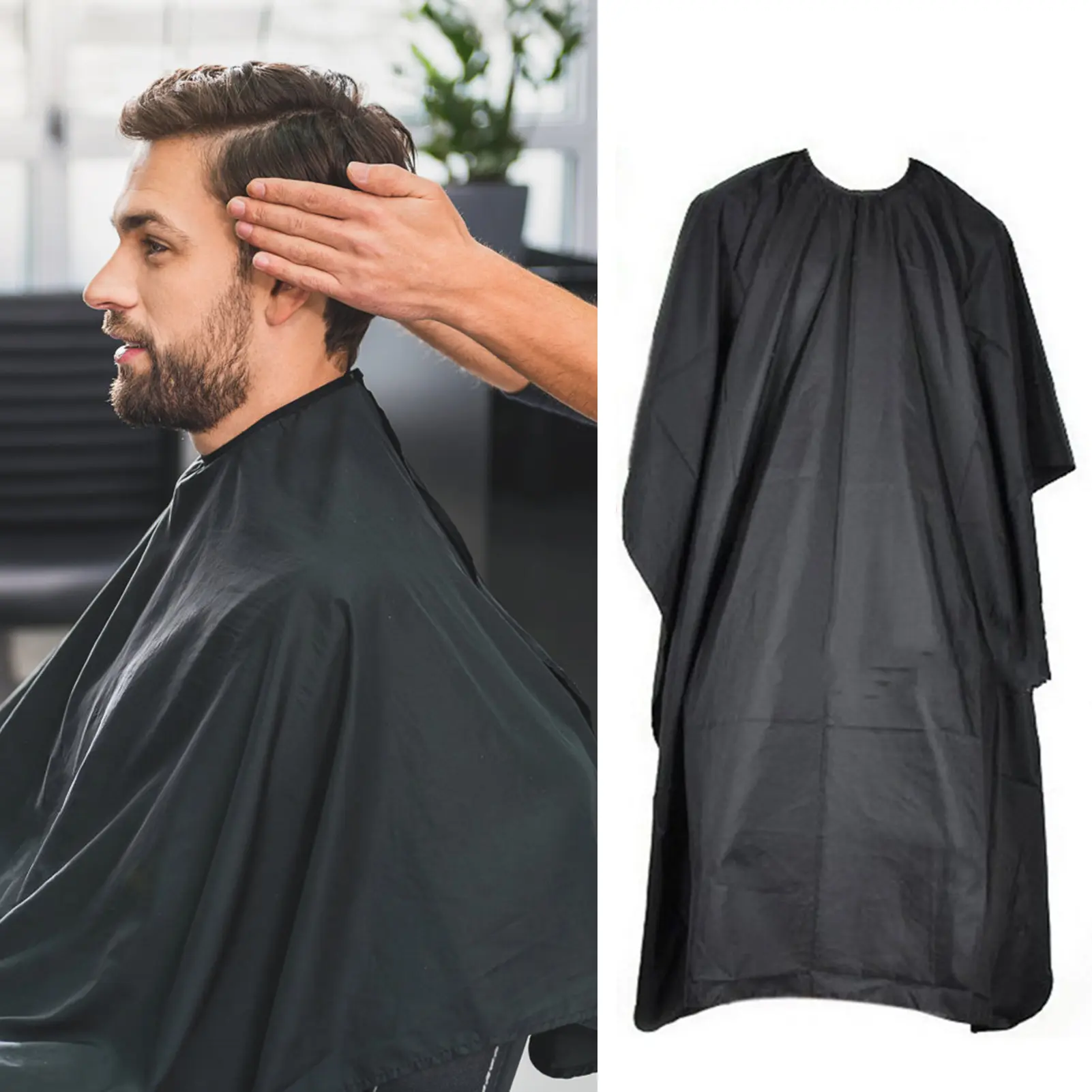Hairstylist Salon Gown Hairdressing Wrap Professional Black Cloak Waterproof Material Anti Fragmentation Hair Protection Cover