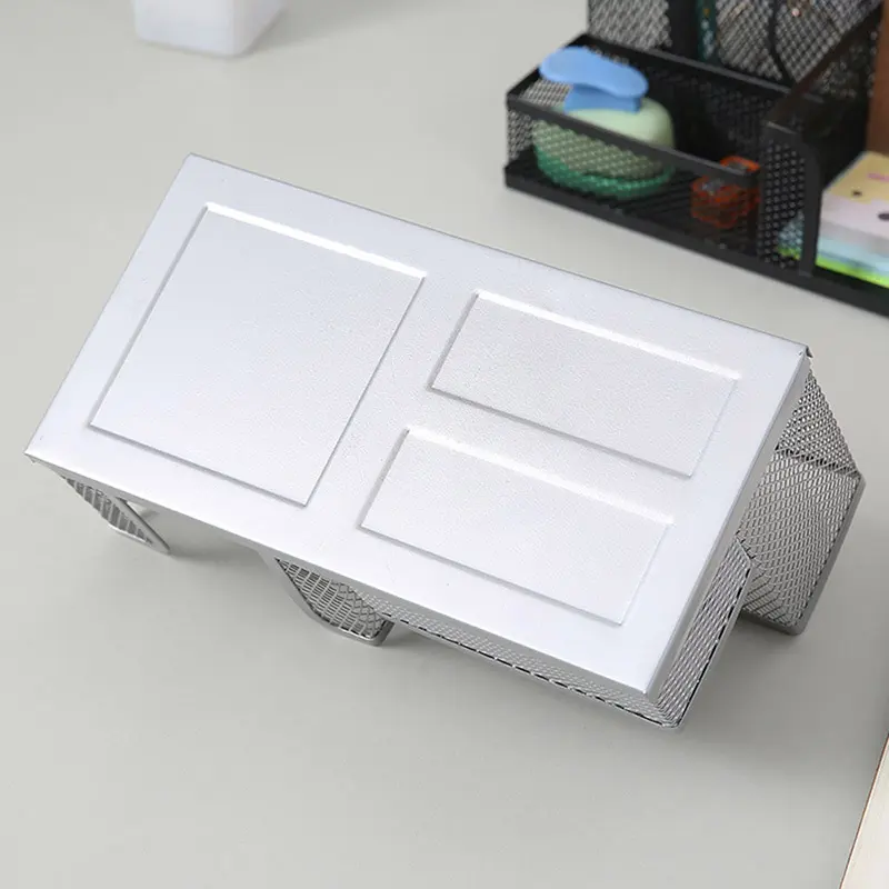 1pc surable Stationary Card Tidy Table Organiser 3 Grids Black Mesh Pen Holder File Storage Rack Iron Art Pen Holder Storage Box