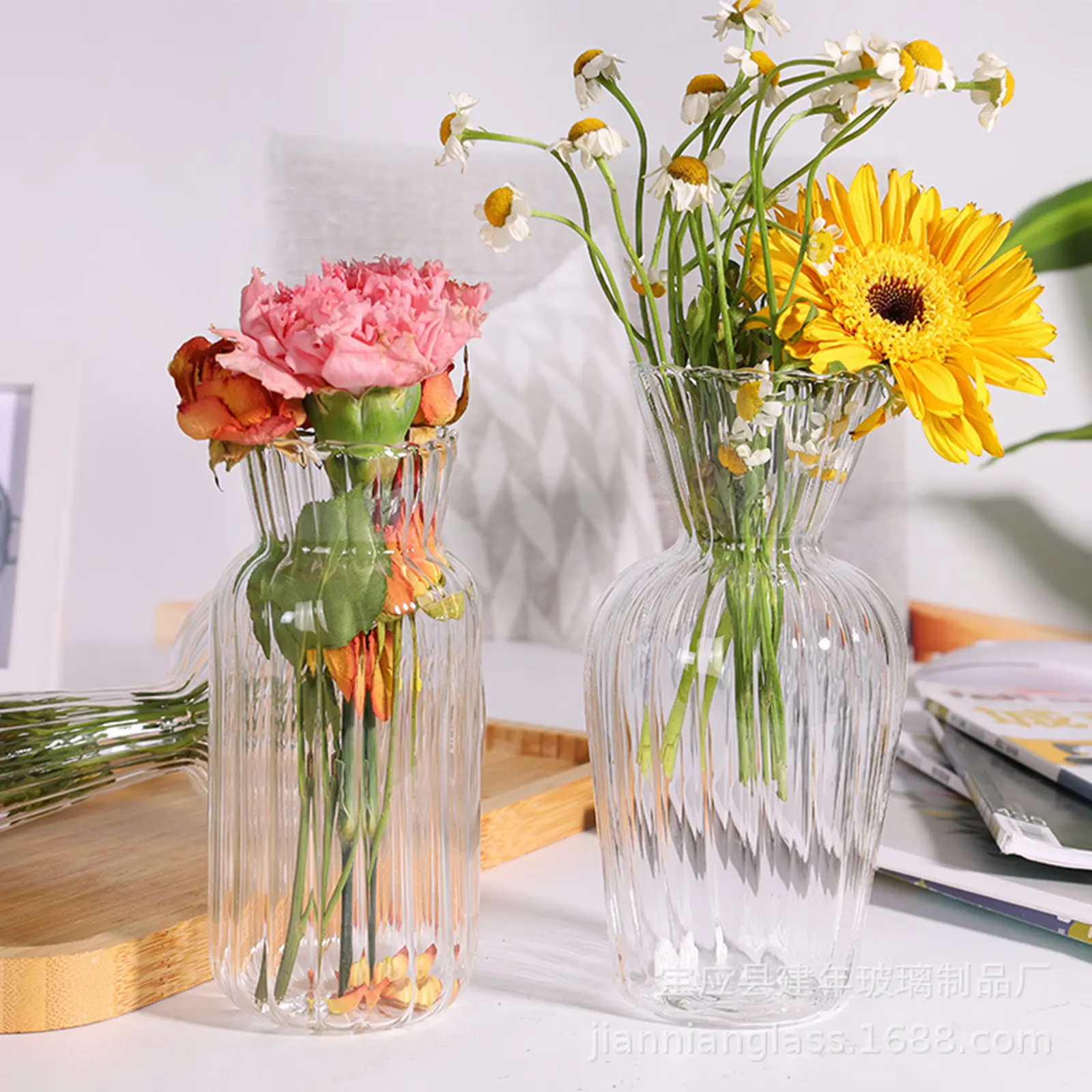 1pc Nordic Creative Transparent Vases For Plant Bottle Flower Pot Hydroponic Terrarium Arrangement Container Flower Table Vase