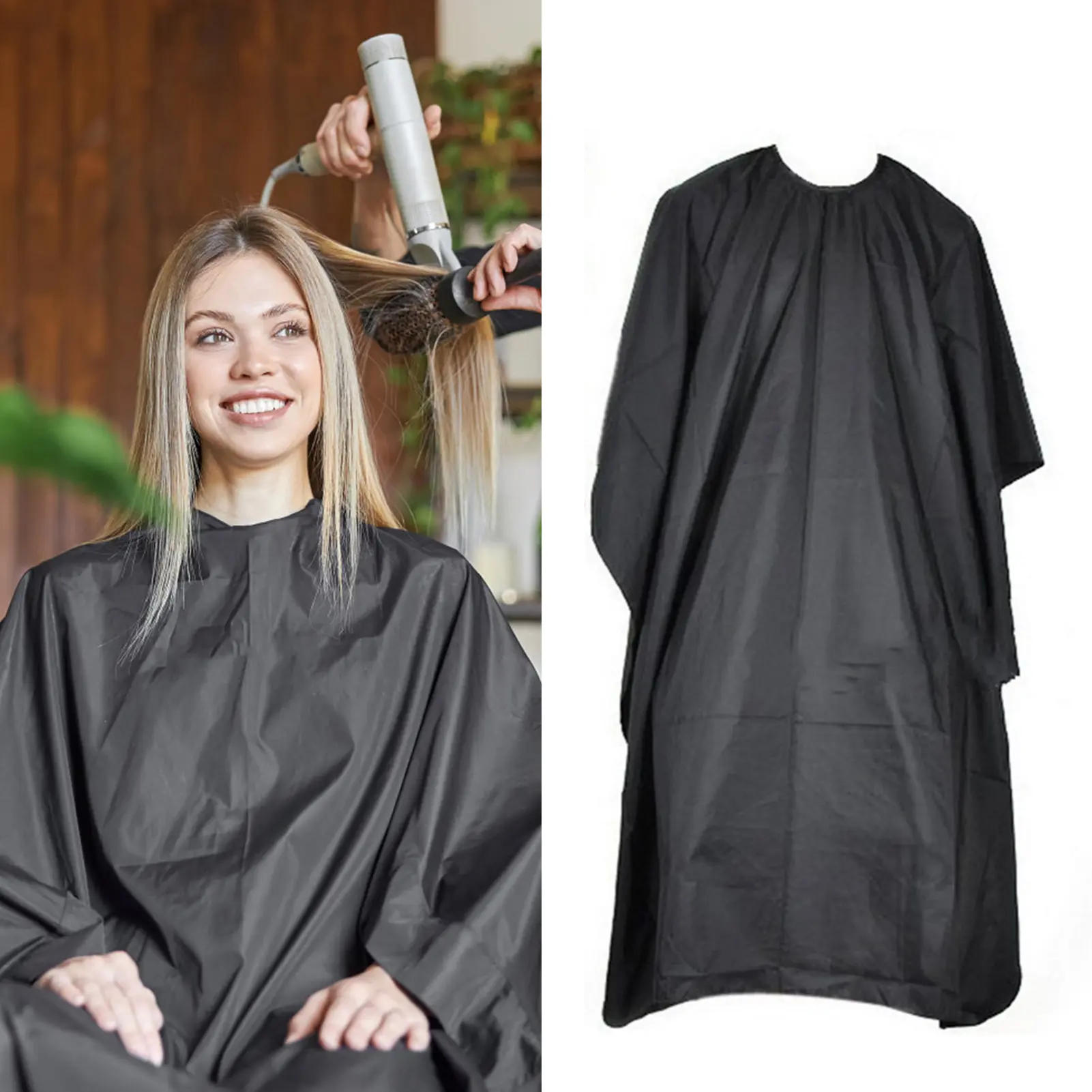 Hairstylist Salon Gown Hairdressing Wrap Professional Black Cloak Waterproof Material Anti Fragmentation Hair Protection Cover