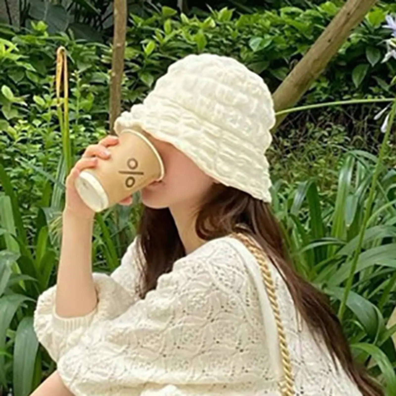 Fashion White Bucket Hat Korean Style Fisherman Hat Lightweight Windproof Beach Outdoor Travel Sun Protection Cap Casual Unisex