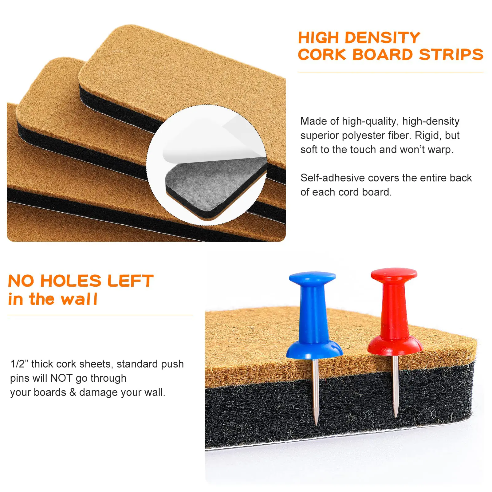 Long Cork Board Strips, Cork Felt, Bulletin Strips, Self-adhesive Cork Strips, Bulletin Board Message Board, Office Cork Strips