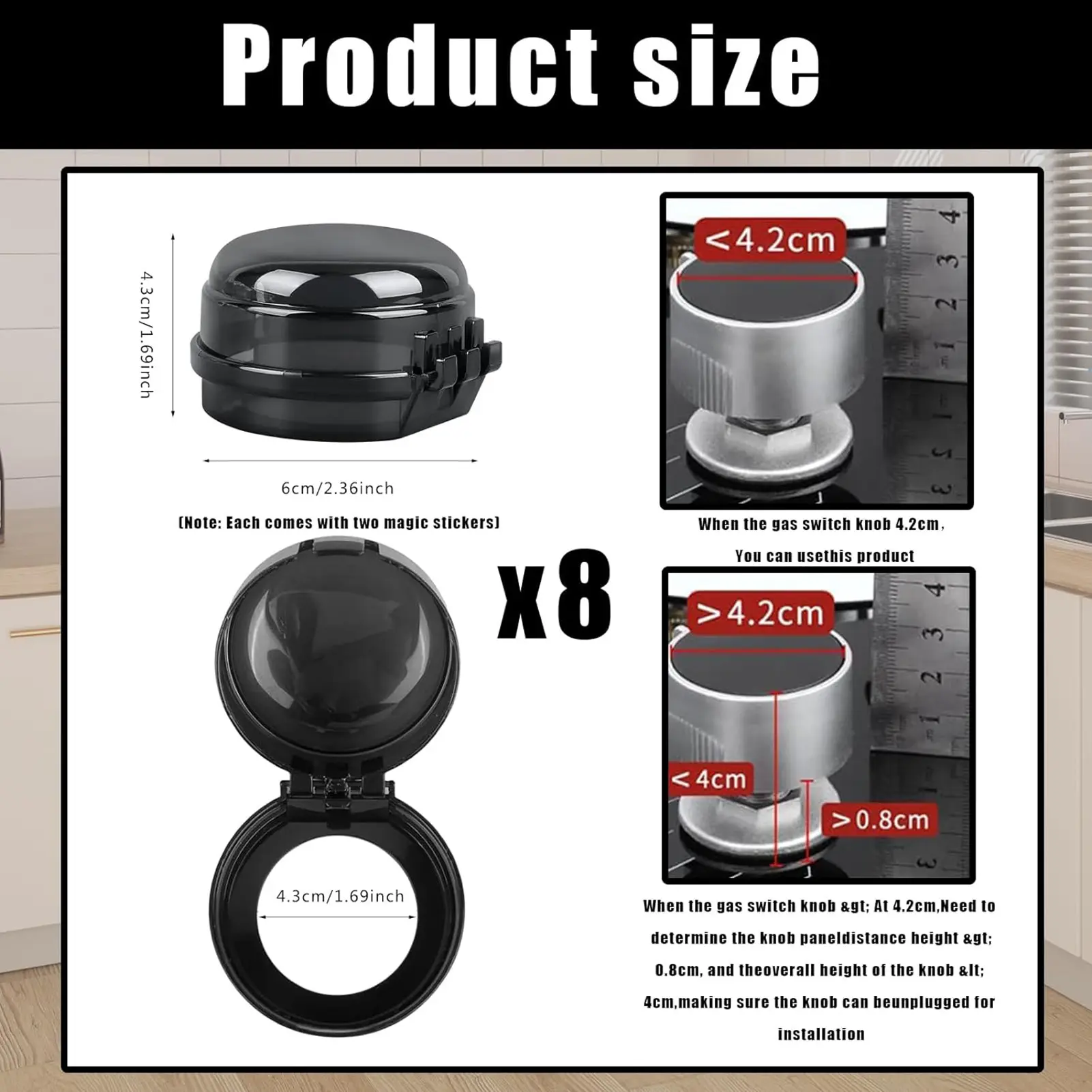 4/8pcs Stove Knob Cover Clear Black Universal Size Gas Knob Covers Knob Covers Prevent Kids & Pets from Turning on Stoves