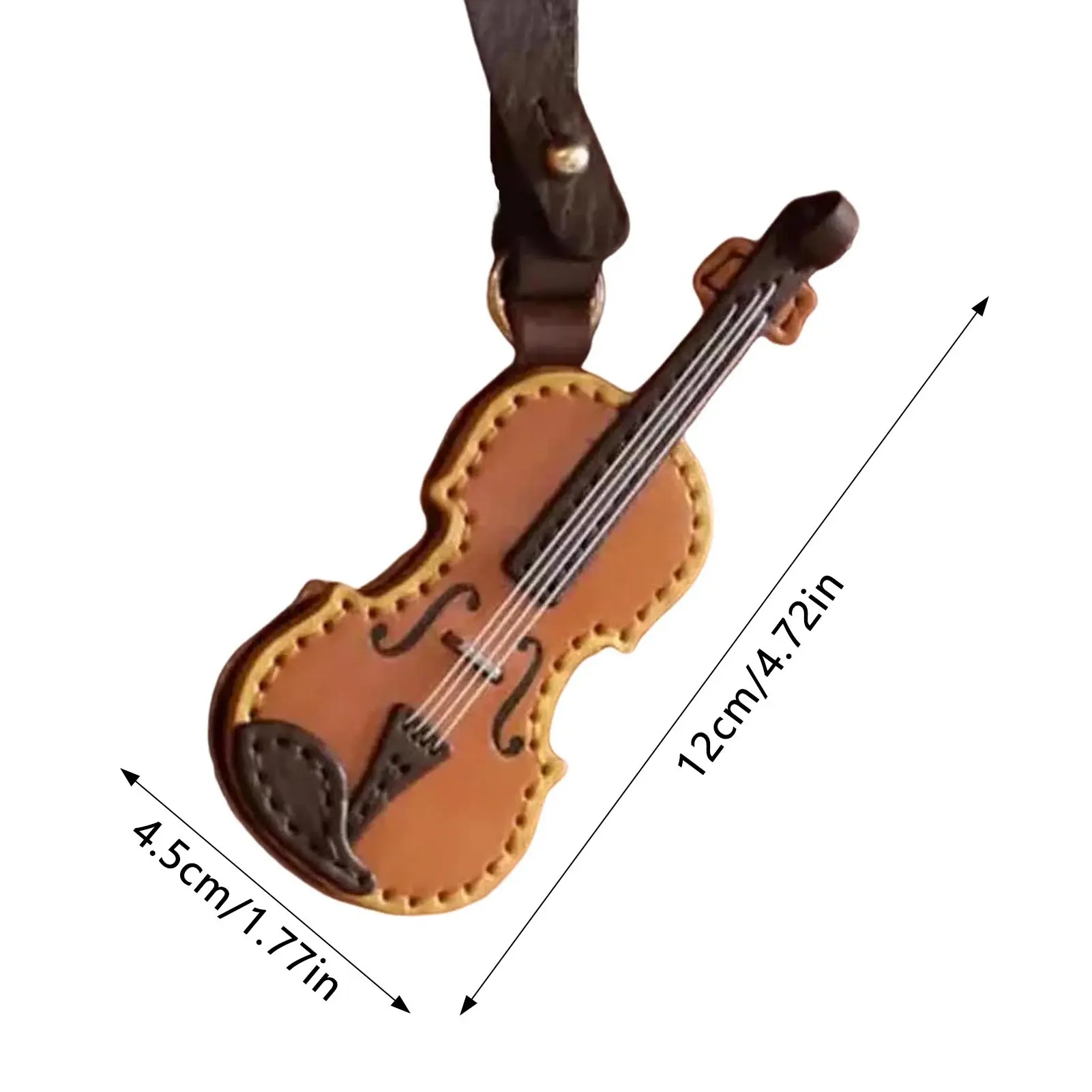 Mini Leather Violin Cello Keychain Creative Key Holder Vintage Musical Instrument Backpack Decoration for Music Lovers Gift