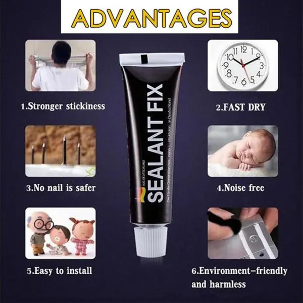 12ML Waterproof Sealant Glue No Nail Adhesive High Temperature Resistant Repair Sealant Glue Quick Drying