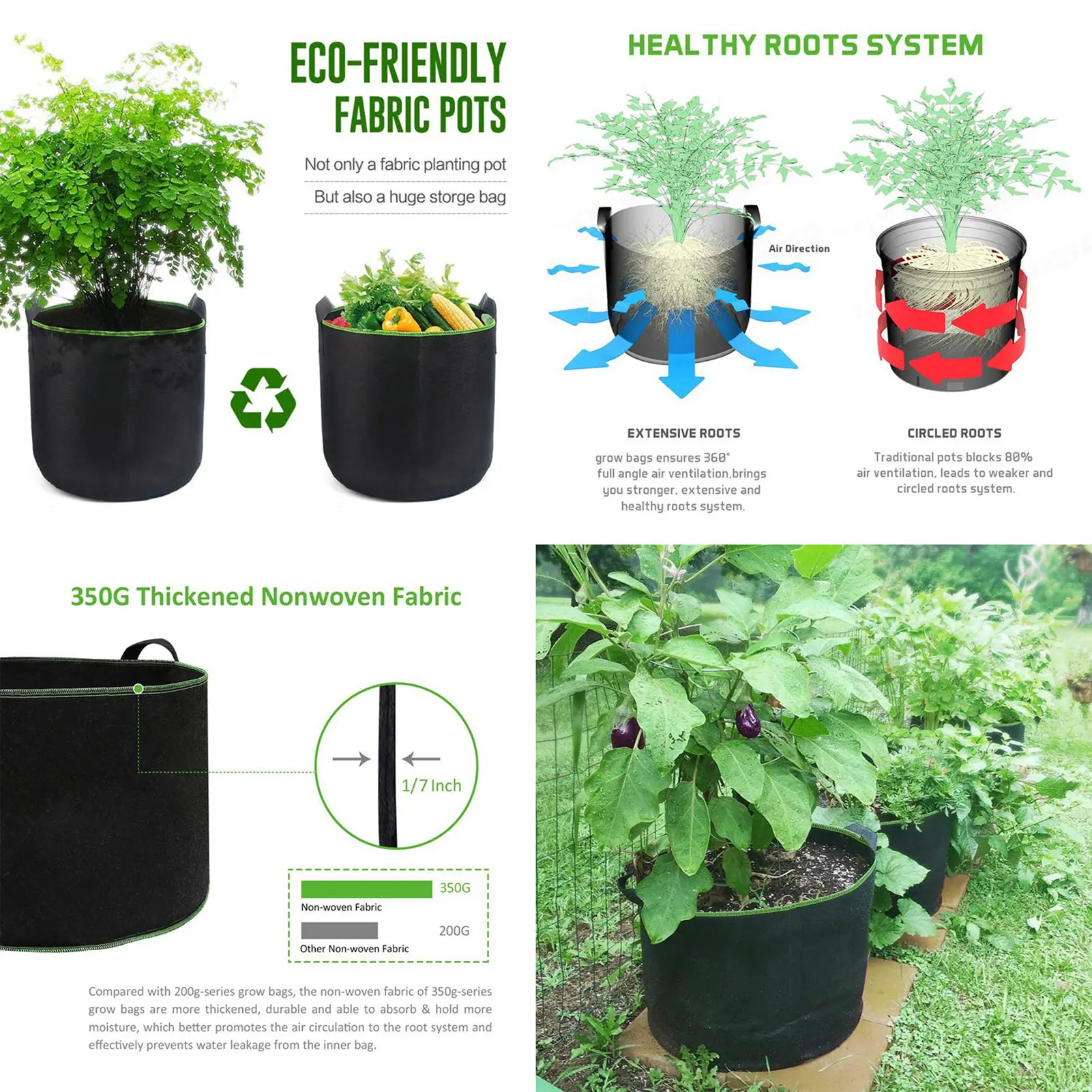 Multi-size Plant Planting Bag Flowerpot Cloth Planting Gardening Tools Home Garden Planting Fruit Vegetable Planting Bag