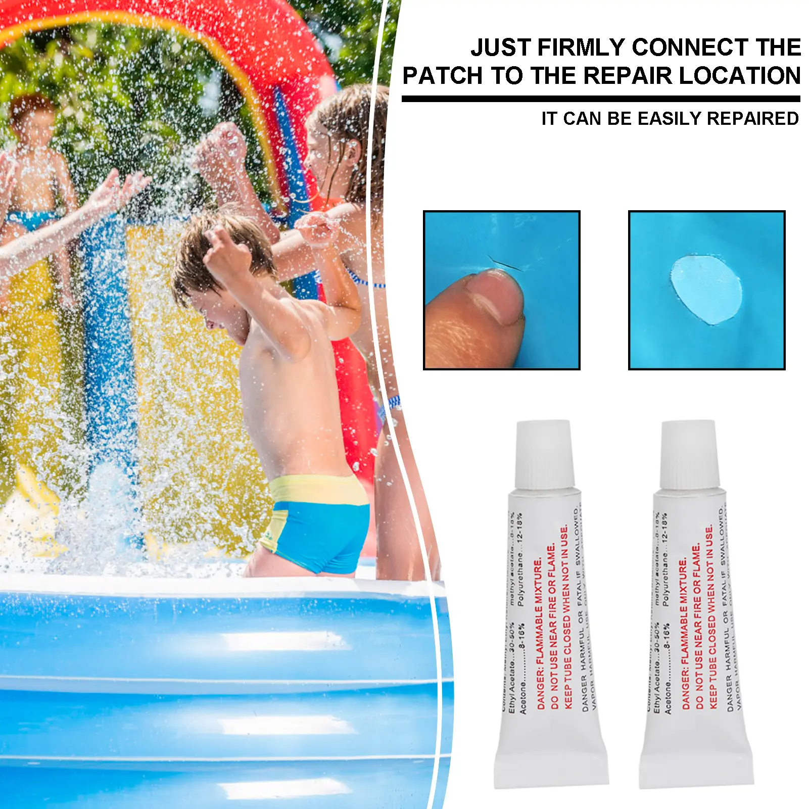 10pcs Inflatables Pool Boats Repair Glue Kit with Patches Transparent Flexible Adhesive Fast Drying Adhesive Repair Tools