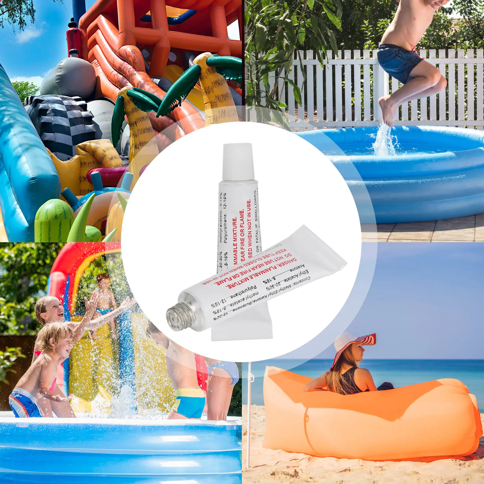 10pcs Inflatables Pool Boats Repair Glue Kit with Patches Transparent Flexible Adhesive Fast Drying Adhesive Repair Tools