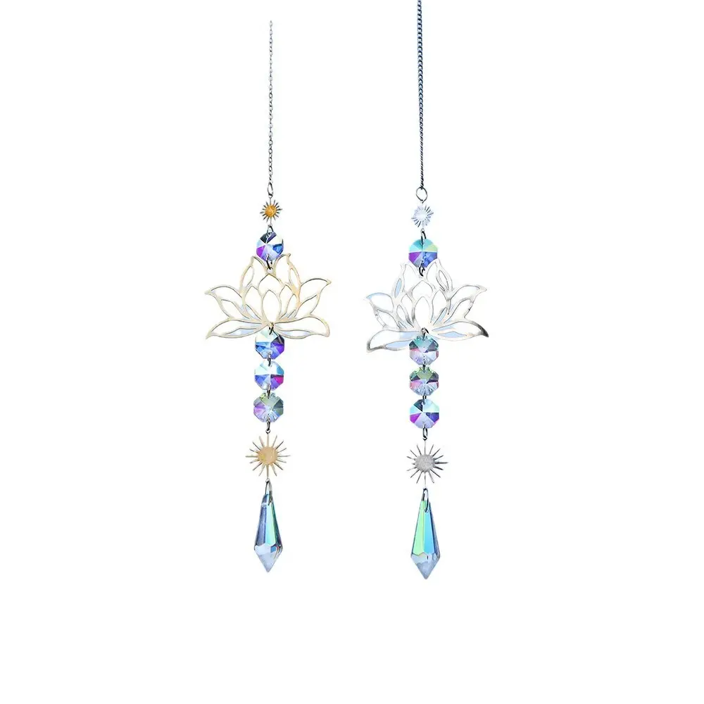 Lotus Wind Chimes Hanging Stained Glass Sun Catcher Wall Outdoor Decoration Rainbow Manufacturers Hanging Ornaments Decoration
