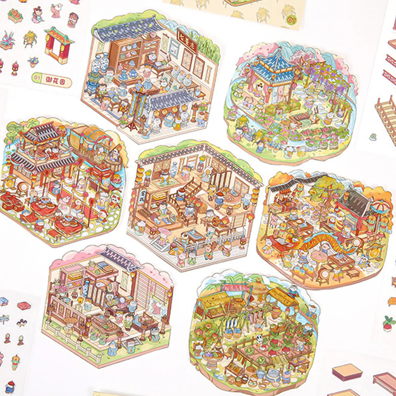 35 Landscape Stickers Per Book 2.5d Landscape Sticker Cartoon Scene Diy Sticker Stacking Pasting Festival Gift For Kid Child