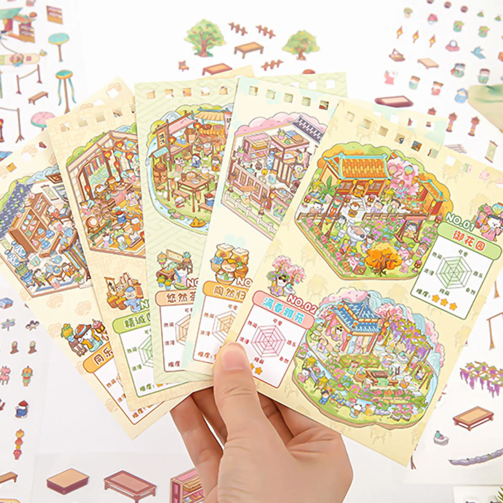 35 Landscape Stickers Per Book 2.5d Landscape Sticker Cartoon Scene Diy Sticker Stacking Pasting Festival Gift For Kid Child