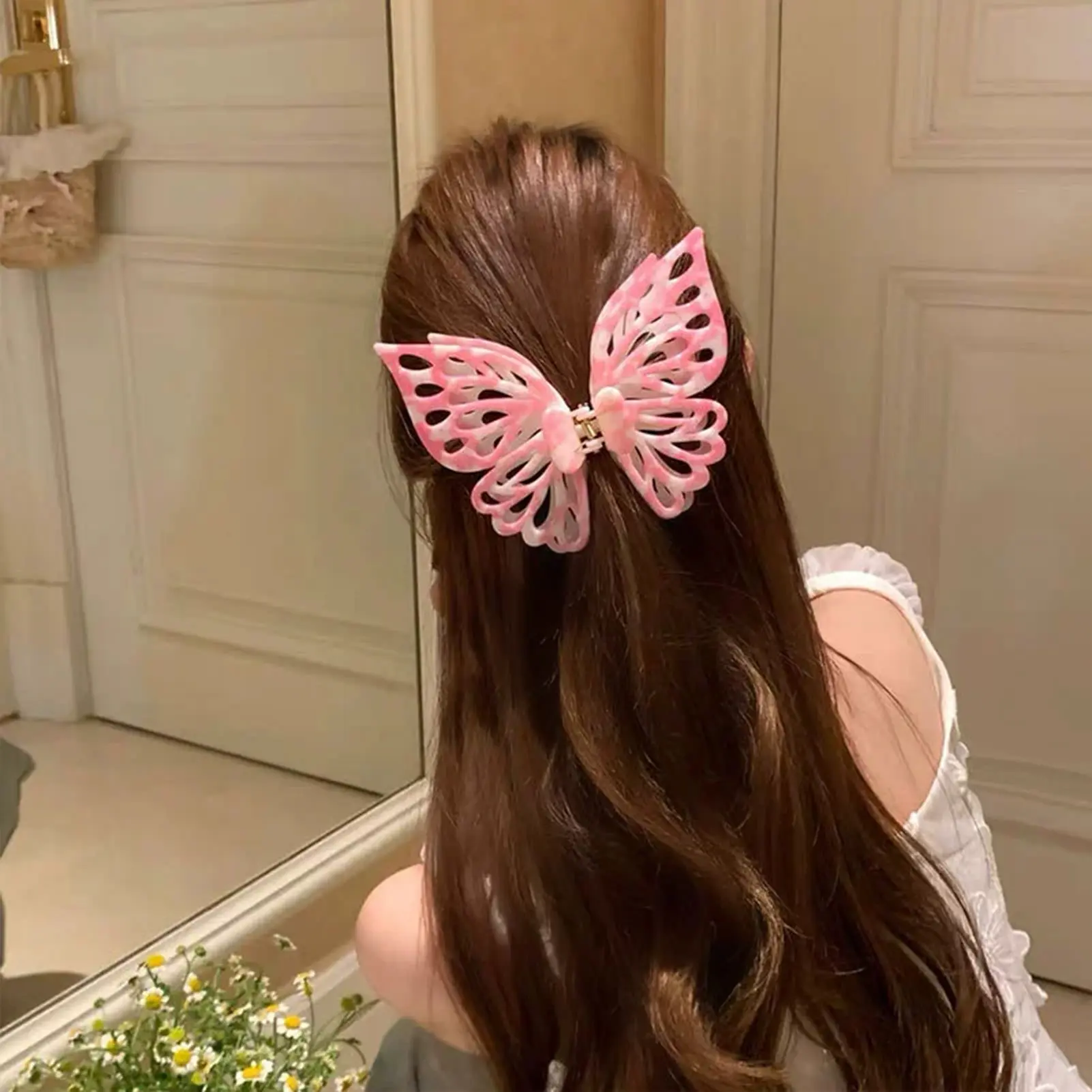New Double Butterfly Hair Clip Hollow Print Butterfly Hair Claw Hair Clip Female Hair Clip Bath  Ponytail Hair Accessories