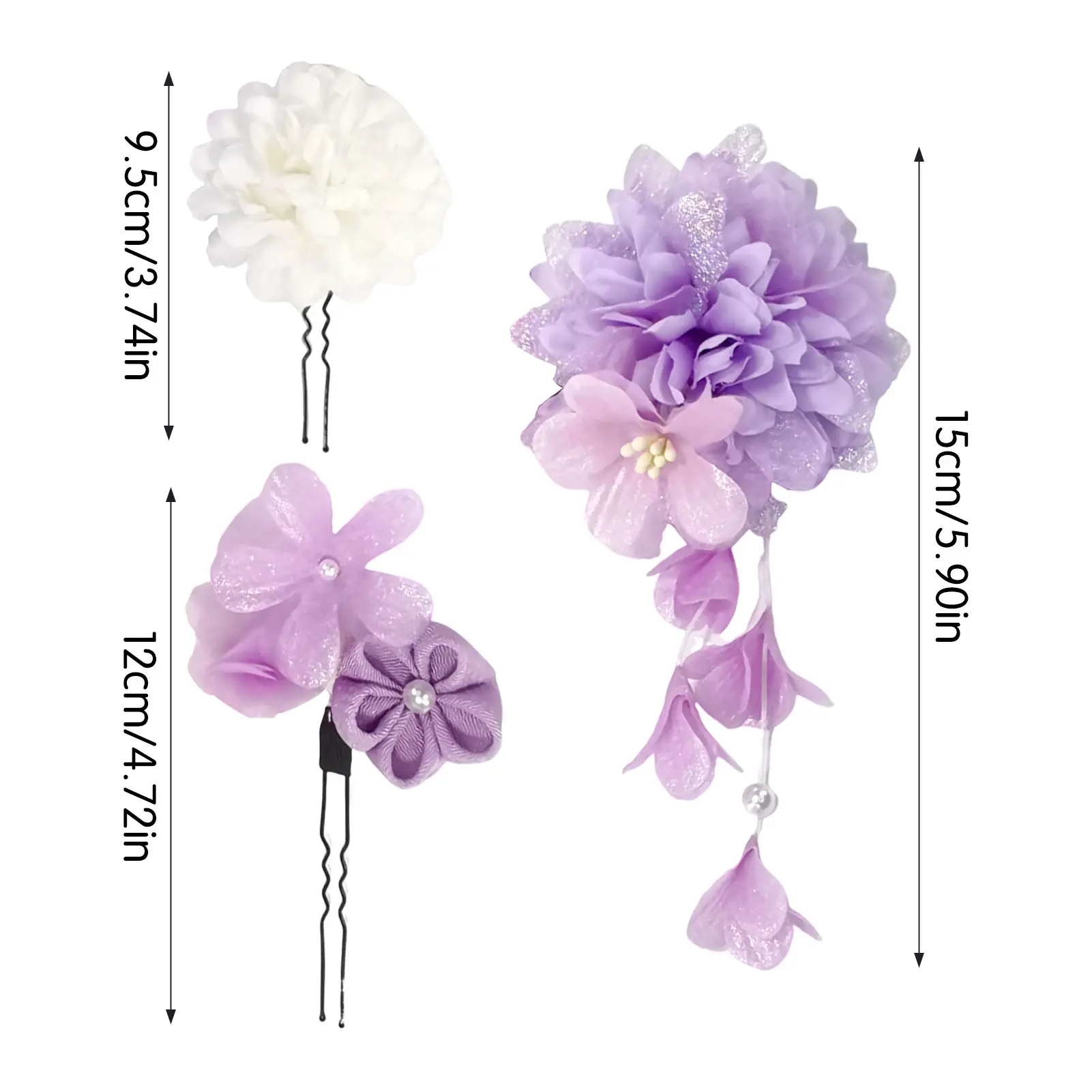 Japanese Style Handmade Flower Hairpin Tassel Kimono Headdress Art And Wind  Silk Flower Ball Wedding Holiday Hairpin Suit