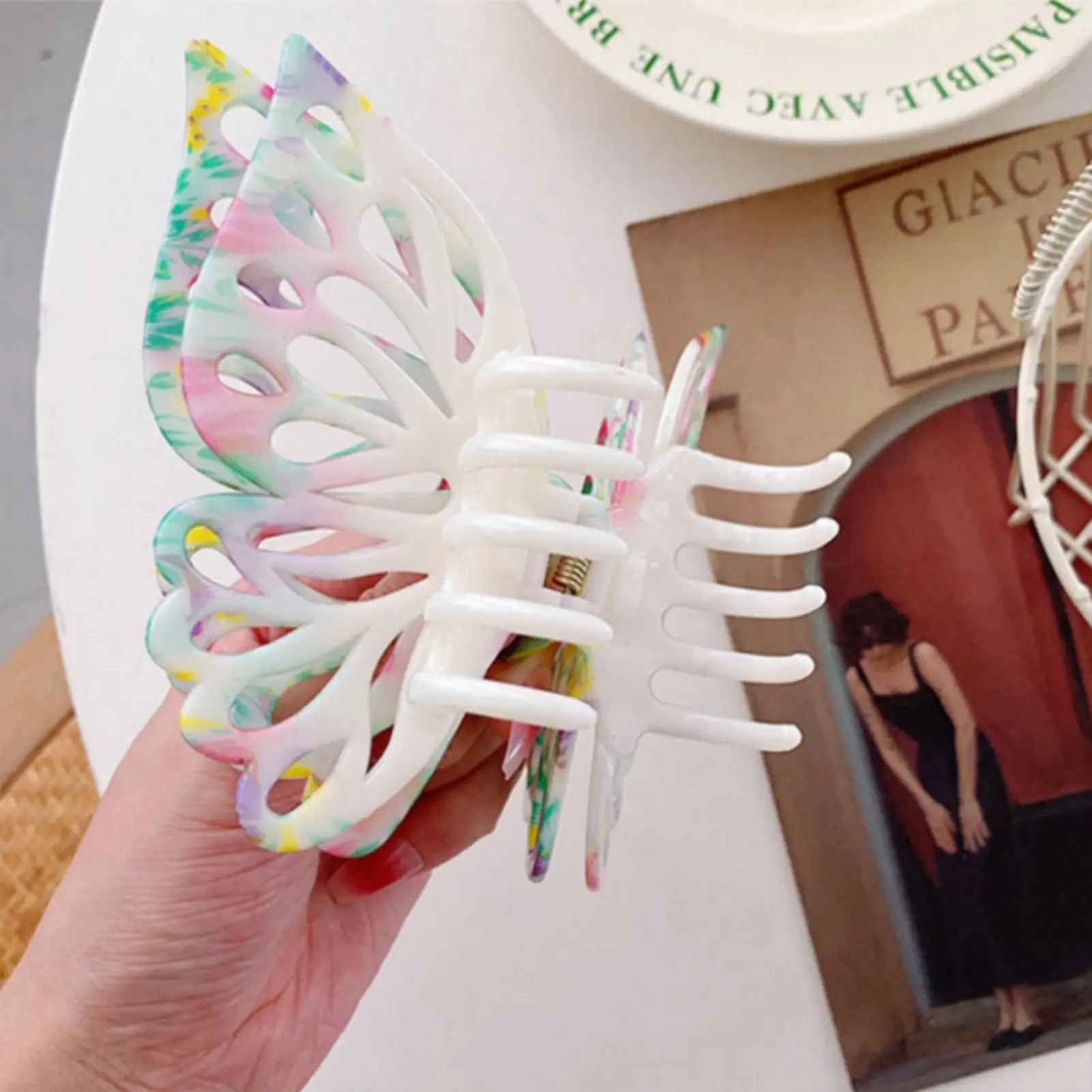 New Double Butterfly Hair Clip Hollow Print Butterfly Hair Claw Hair Clip Female Hair Clip Bath  Ponytail Hair Accessories