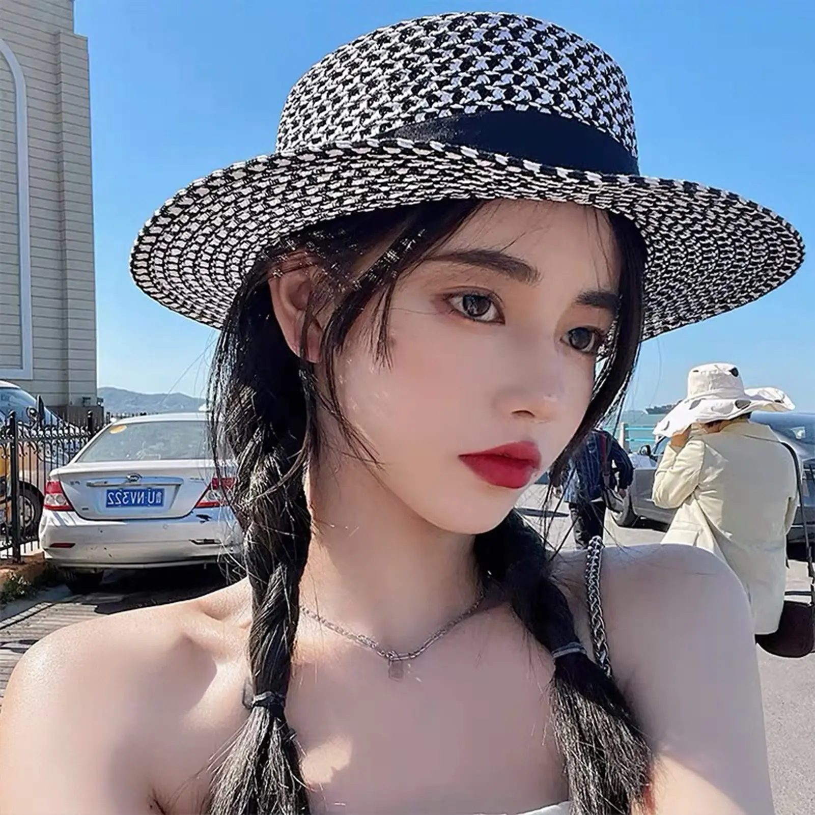 Women's Spring And Summer Top Hats Seaside Sunscreens Beach Sunhats Korean Vacation Casual Flat Hats for Vacation Beach Travel