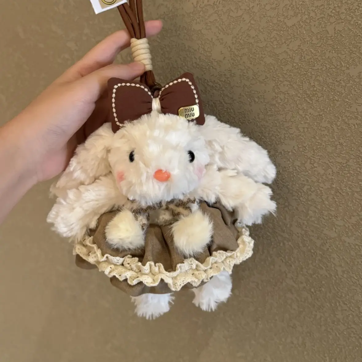 17cm Plush Doll Keychain Cute Bunny Strap Hanging Pendant Easter Gifts for Backpack Decoration