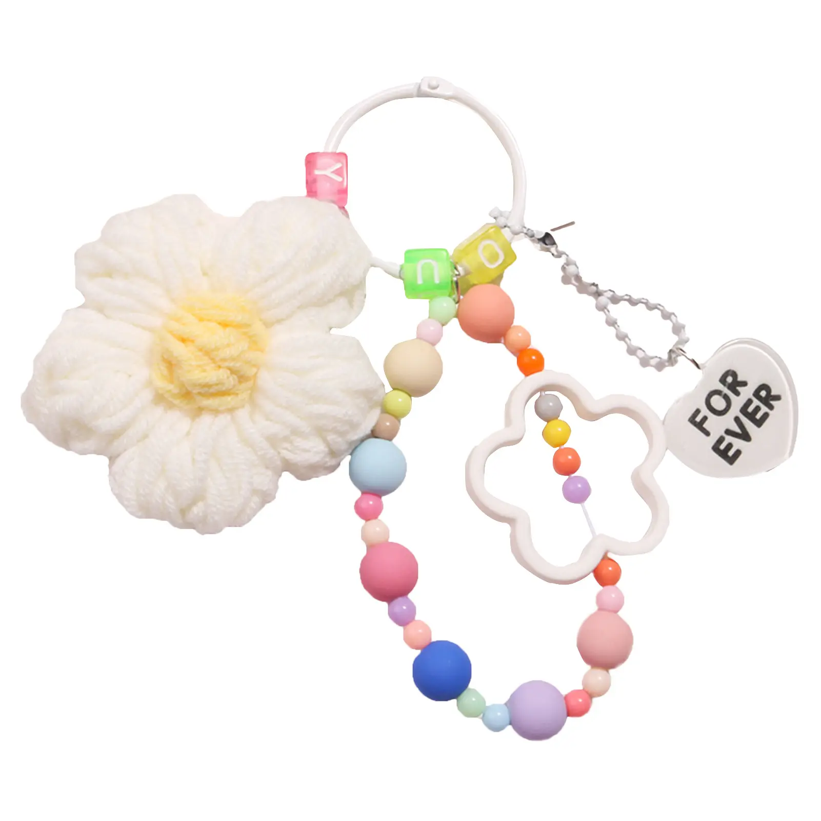 New Colorful Five-petal Flower Keychain Pendant Small Star Handmade Wool Flower Keychain Rich Bag Pendant Car Krillin Gift