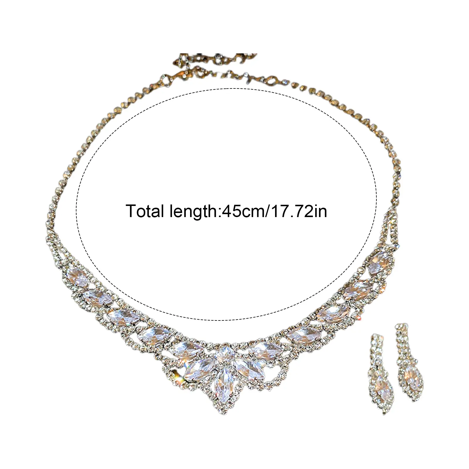 Water Drop Inlaid Rhinestone Earrings Necklace Set Fashion U-shaped Tassel Pendant Necklace Daily Dress Bridal Jewelry Set