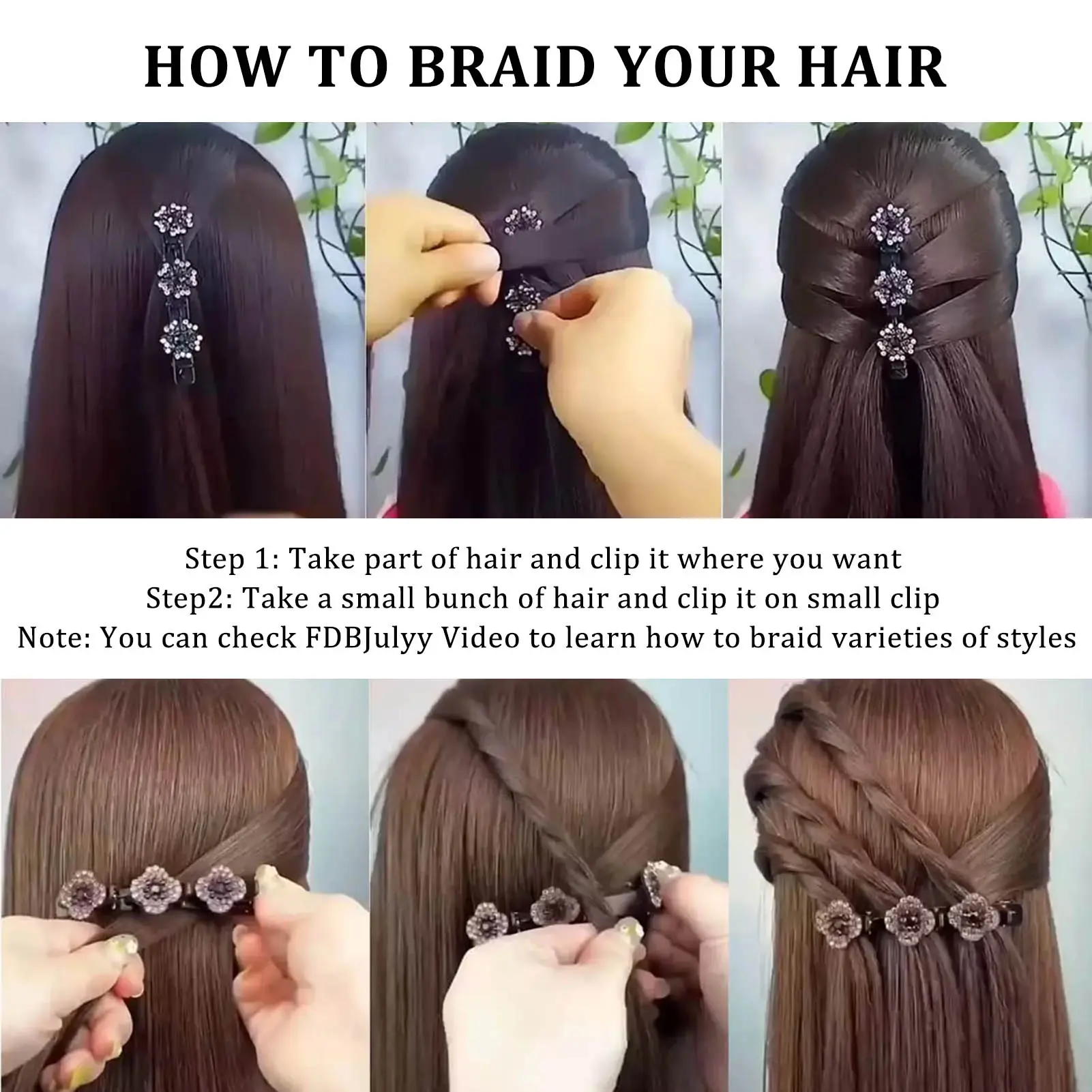 4pcs New Korean Style Hairpin Side Clip Flower  Rhinestones Sweet And Girl Lovely Bangs Hairpin Elastic Duckbill Clip.