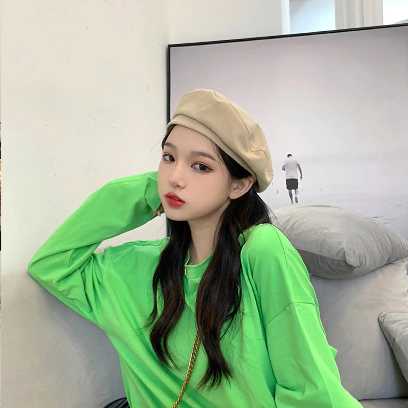 New Cotton Women Berets Hats Vintage French Plaid Top Military Cap Painter Hat 2023 Autumn Street Girls Octagonal Beret Caps
