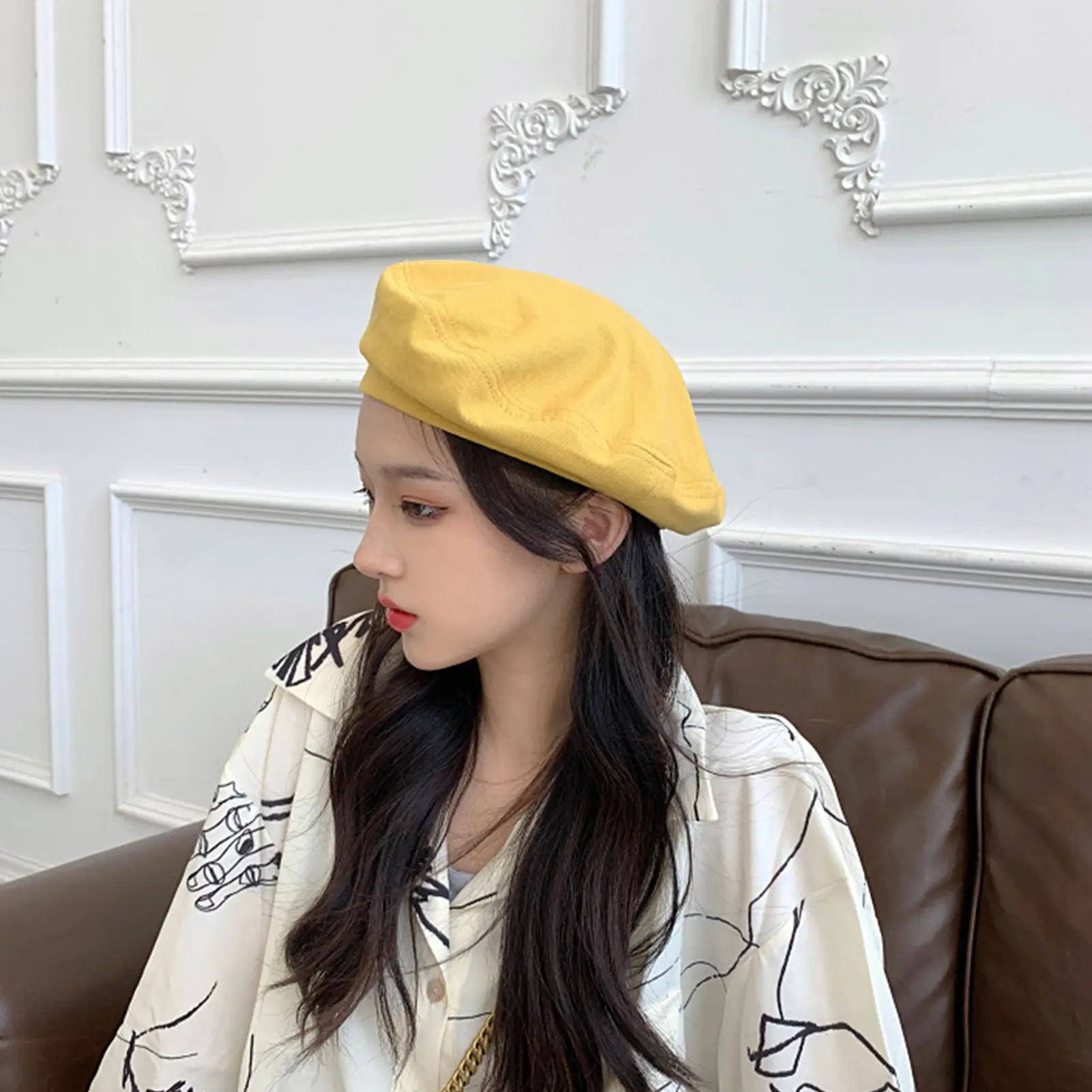 New Cotton Women Berets Hats Vintage French Plaid Top Military Cap Painter Hat 2023 Autumn Street Girls Octagonal Beret Caps