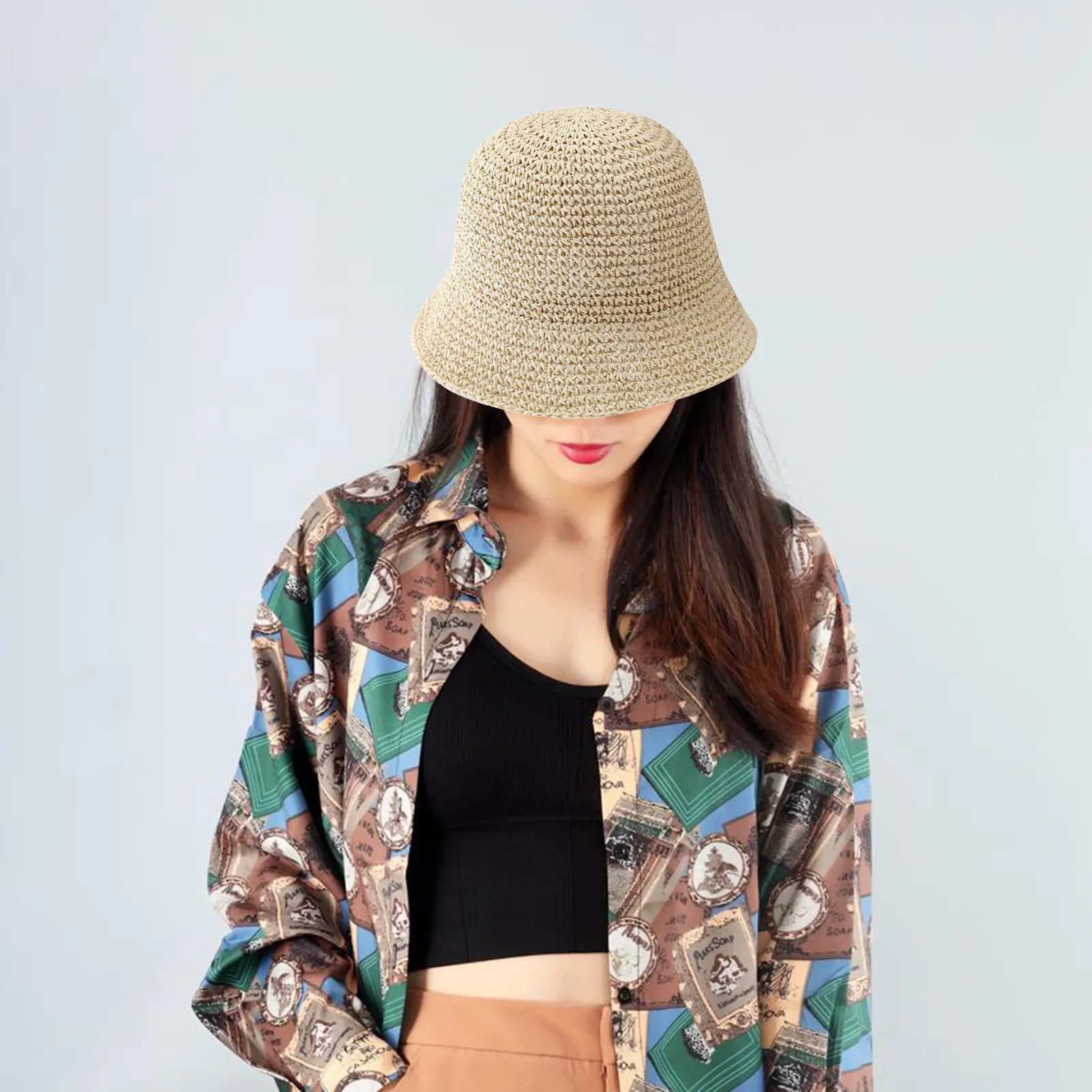 Women Sun Hat Women Wide Brim Straw Hat Anti-UV Sunshade Bucket Hat Suitable for Outdoor Activities Travel Beach Hats Gift