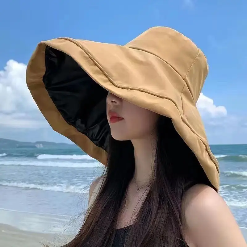 1pc Cosplay Women's Wide-brimmed Hat Soft Reversible Super-large Brim Summer Beach Hat Breathable Face-covering Slim Visor