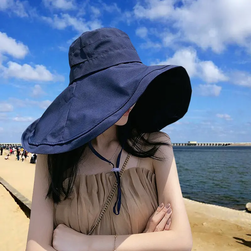 1pc Cosplay Women's Wide-brimmed Hat Soft Reversible Super-large Brim Summer Beach Hat Breathable Face-covering Slim Visor