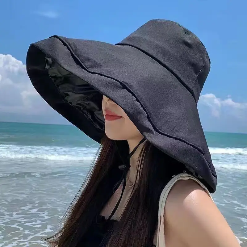 1pc Cosplay Women's Wide-brimmed Hat Soft Reversible Super-large Brim Summer Beach Hat Breathable Face-covering Slim Visor