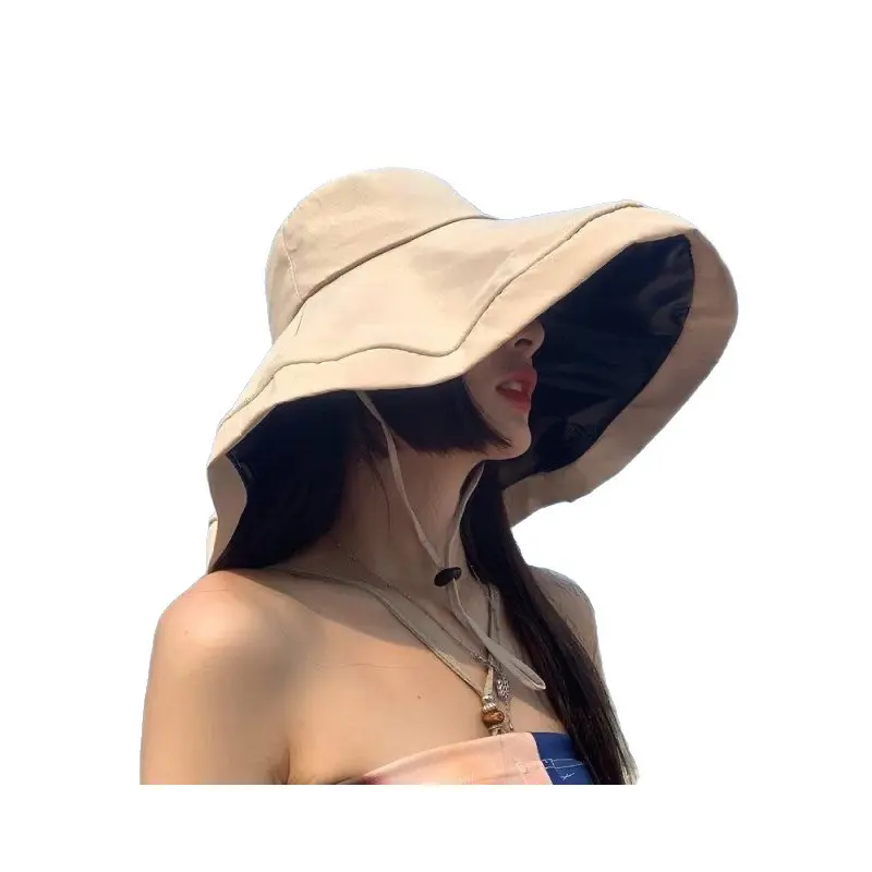 1pc Cosplay Women's Wide-brimmed Hat Soft Reversible Super-large Brim Summer Beach Hat Breathable Face-covering Slim Visor