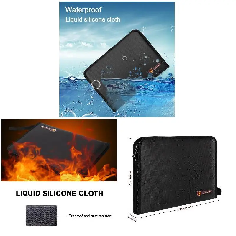 12 Grids Fireproof File Folder Portable Filing Organizer Pouch Liquid Silicone  Document Bag for Passports Certificates Photos