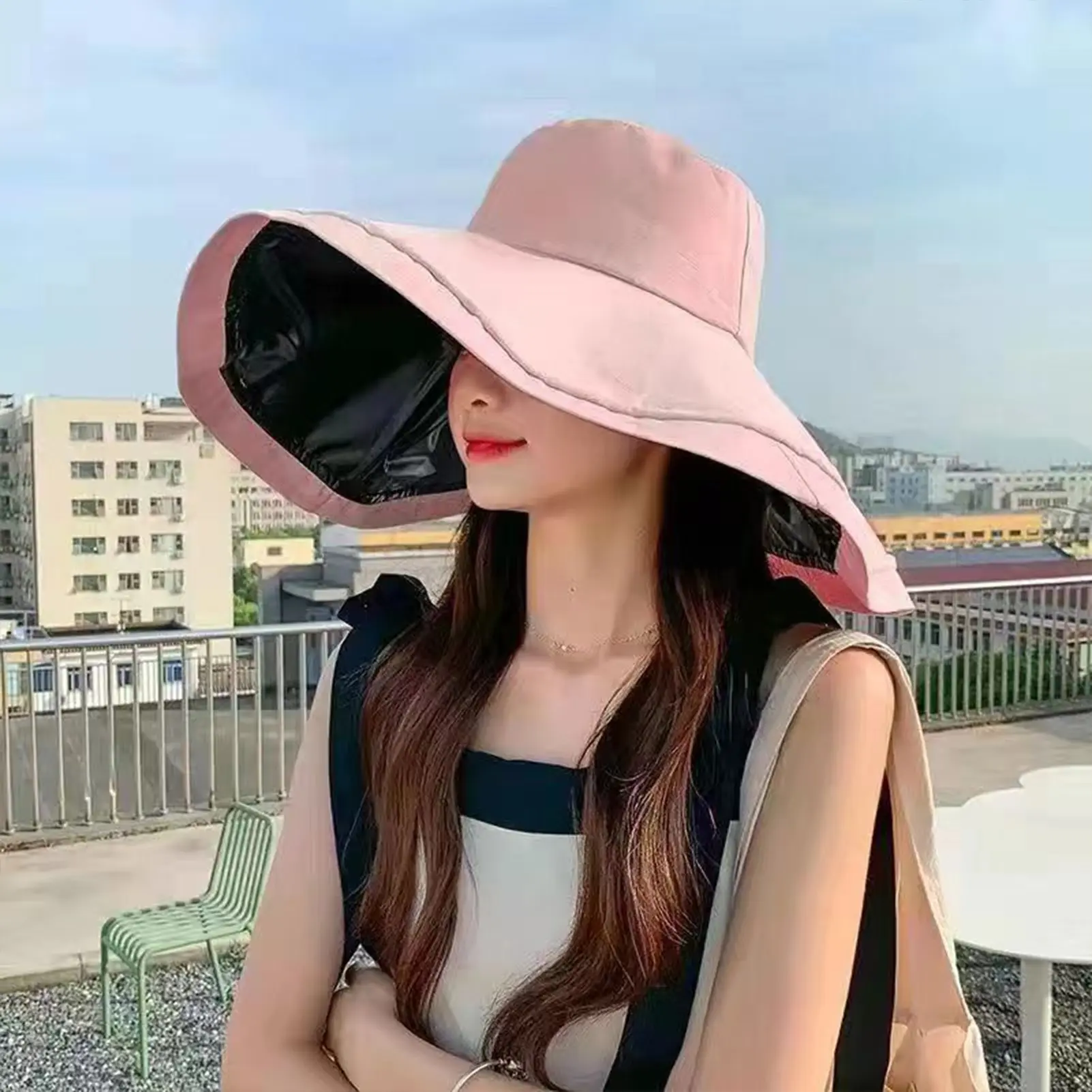 Extra Wide Brim Sun Hat Women Summer Beach 13cm Large Brim With Styling Aluminum Wire Sun Hat With Cover Uv Block Ladies Summer