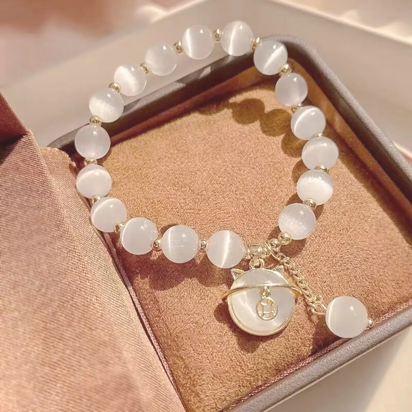 Zircon Butterfly Bracelet Female Elastic Lucky Opal New Pendant Elastic Bracelet Personality 2025 Fashion Jewelry Girls Gift