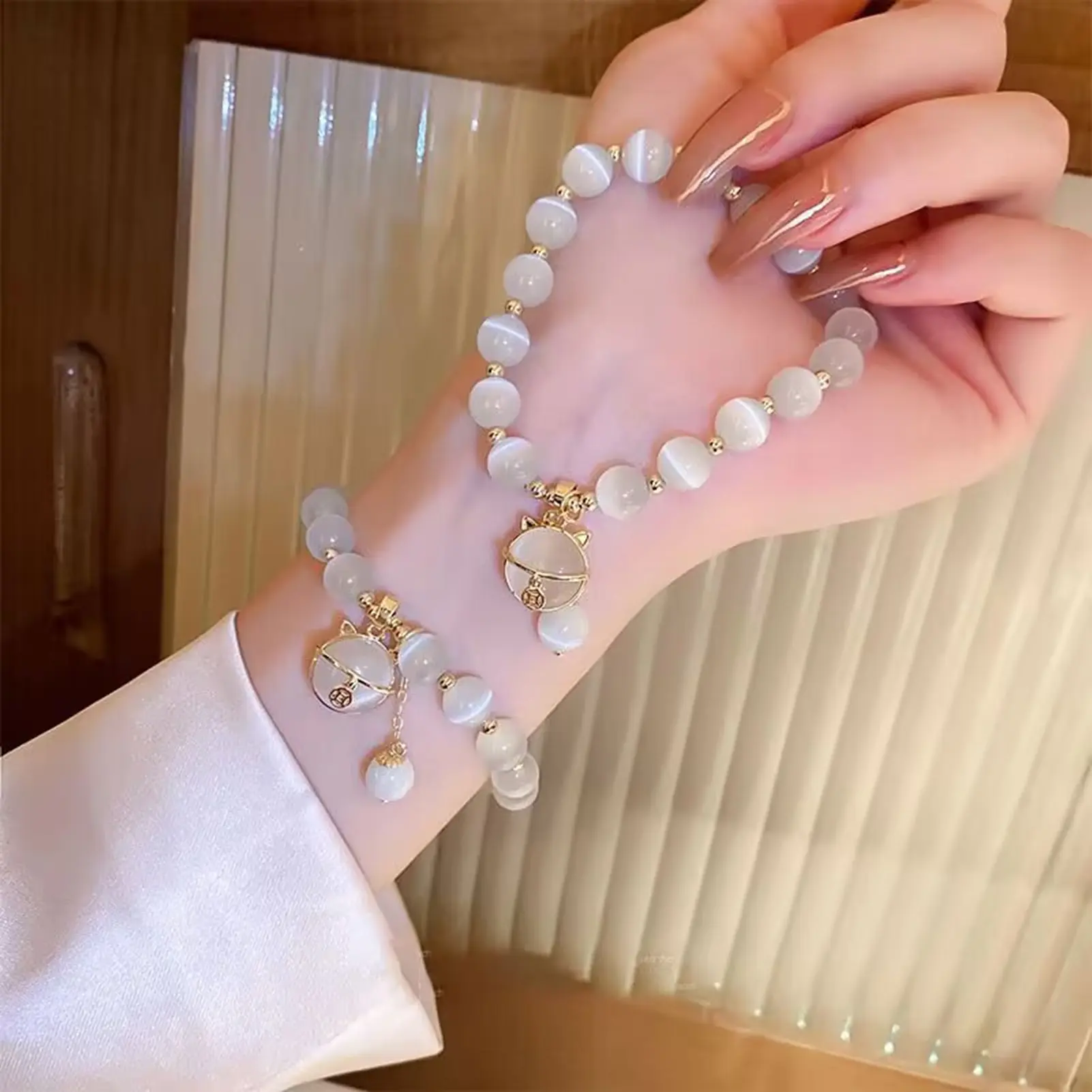 Zircon Butterfly Bracelet Female Elastic Lucky Opal New Pendant Elastic Bracelet Personality 2025 Fashion Jewelry Girls Gift