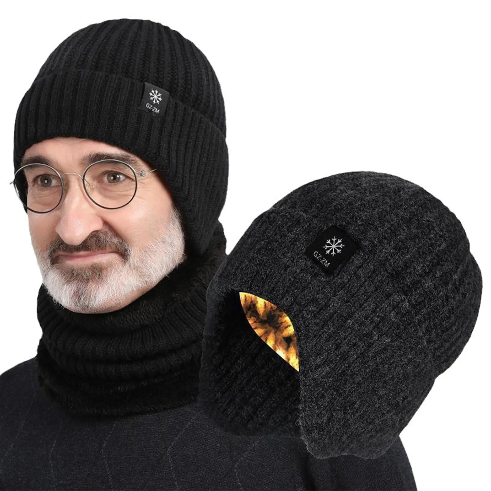 Men's Winter Knitted Warm Hats Soft Stretch Ear Protection Thickened Knitted Wool Cap Beanie Suitable For Cold Weather