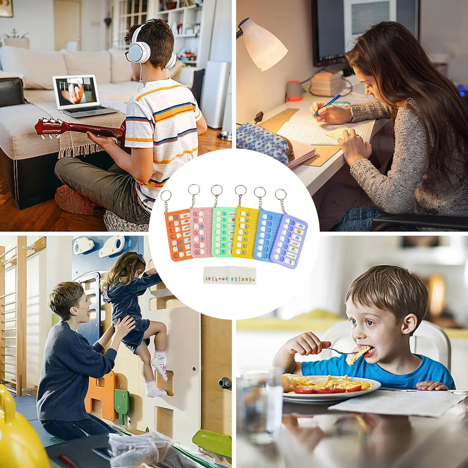 Children's Self-discipline Punch Key Chain Memo Board Daily Plan Punch Housework Chart Multifunctional Time Management Table