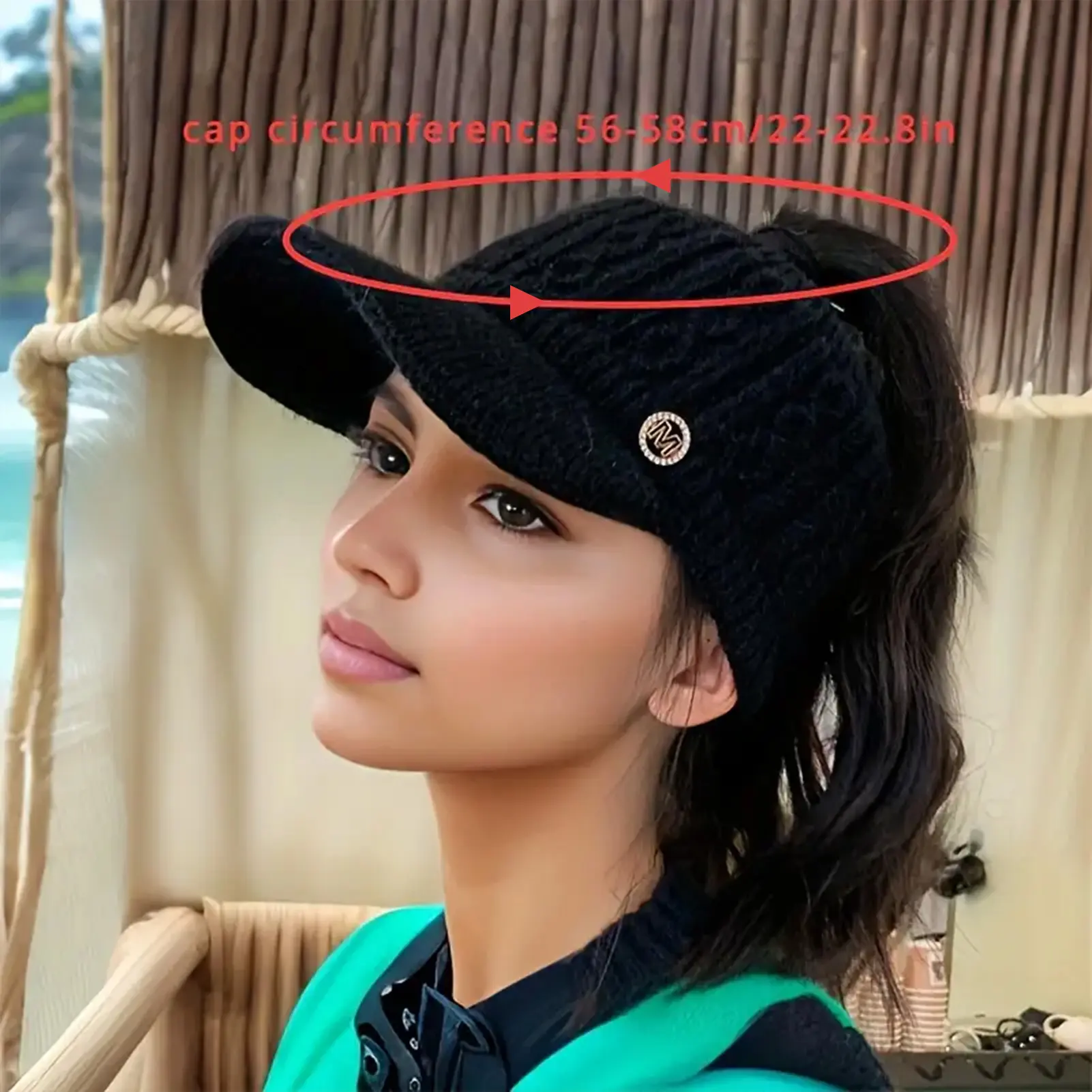 1pc Baseball Cap Knitted Beanie Hat For Women High Bun Ponytail Skull Cap Stretch Winter Chunky Warm Visor Brim Crochet Hats