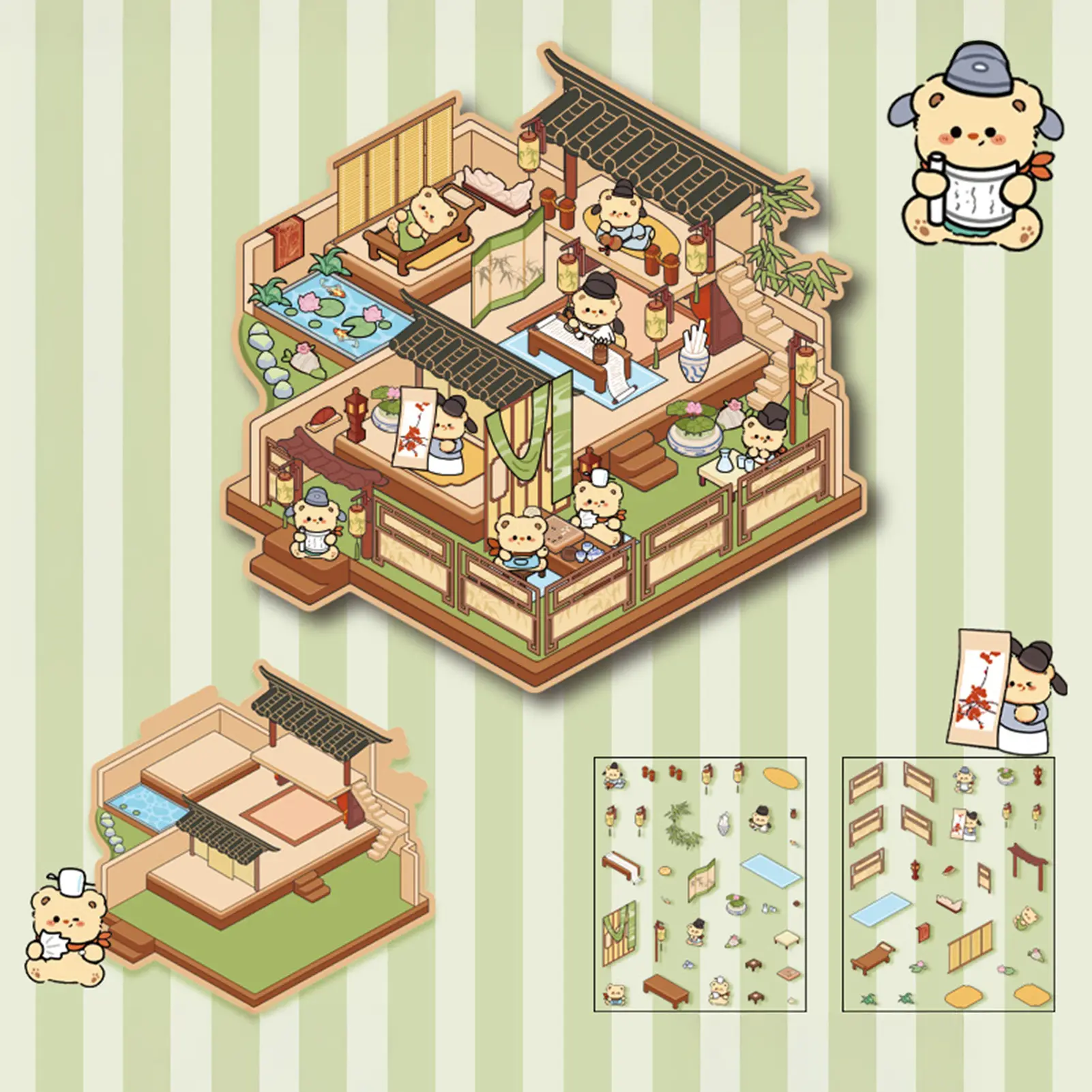 3D DIY House Sticker Scene Handmade Isometric Miniature Room Sticker 3D Visual Stickers PET Creative Gifts for Kids